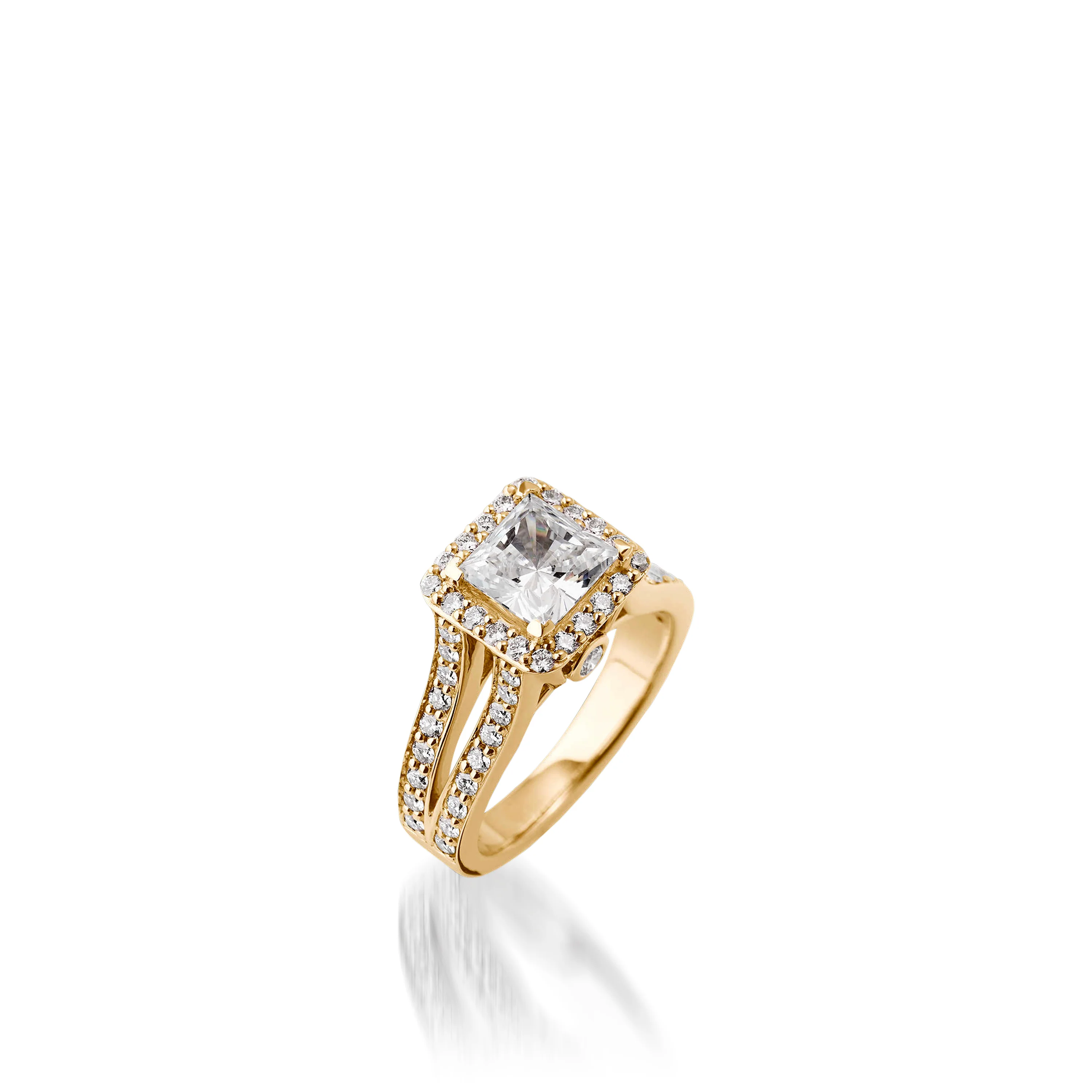Chiffon Princess Cut Yellow Gold Engagement Ring - Image 3