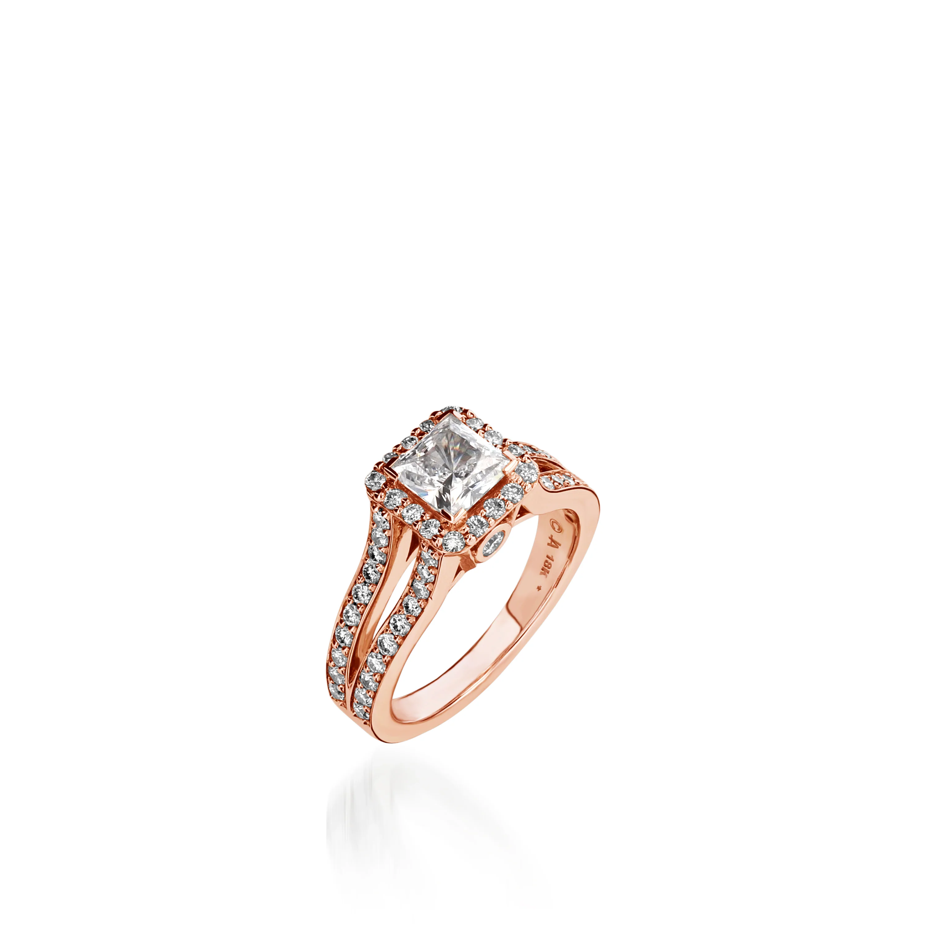 Chiffon Princess Cut Yellow Gold Engagement Ring - Image 7
