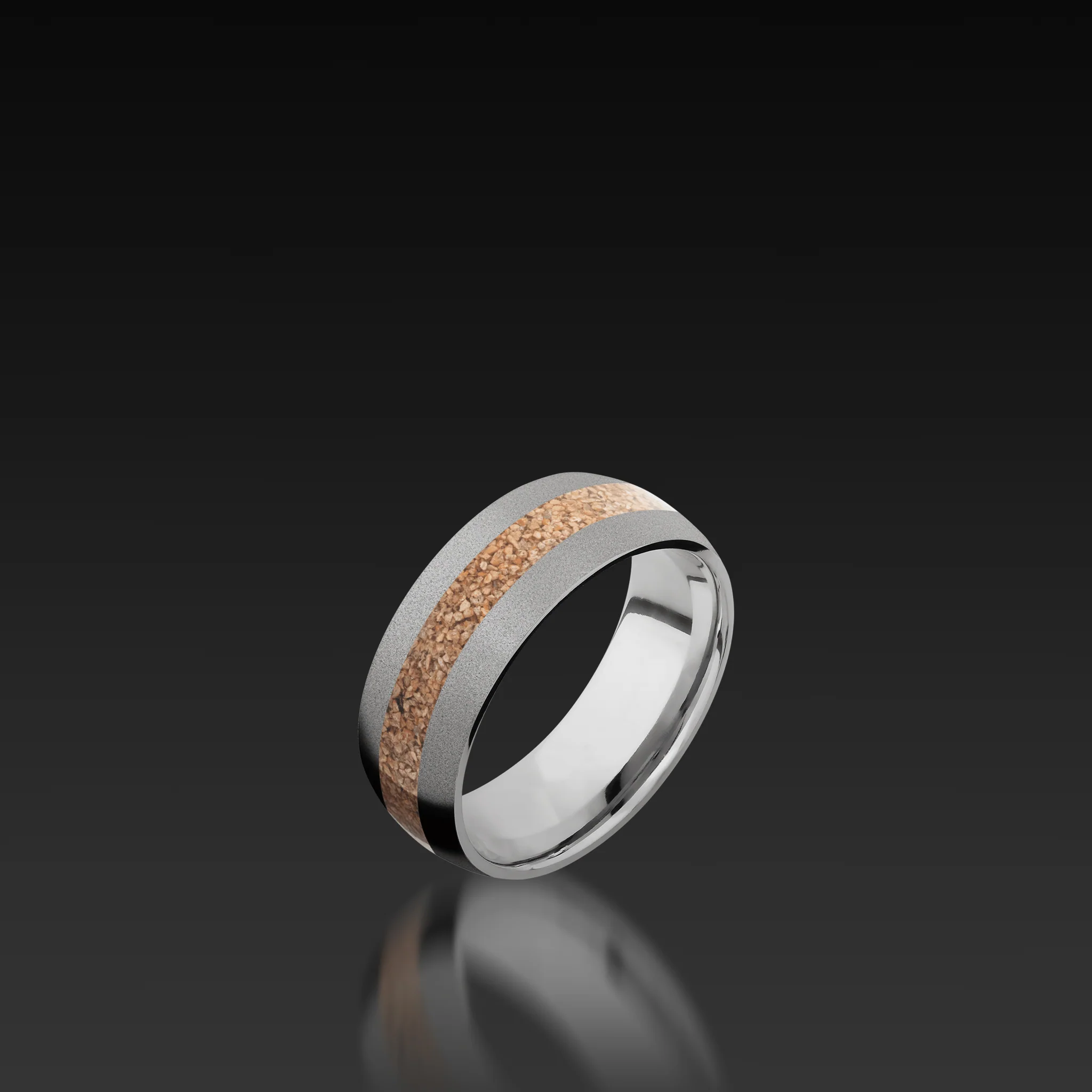 Cobalt Chrome Domed Band with Dinosaur Bone