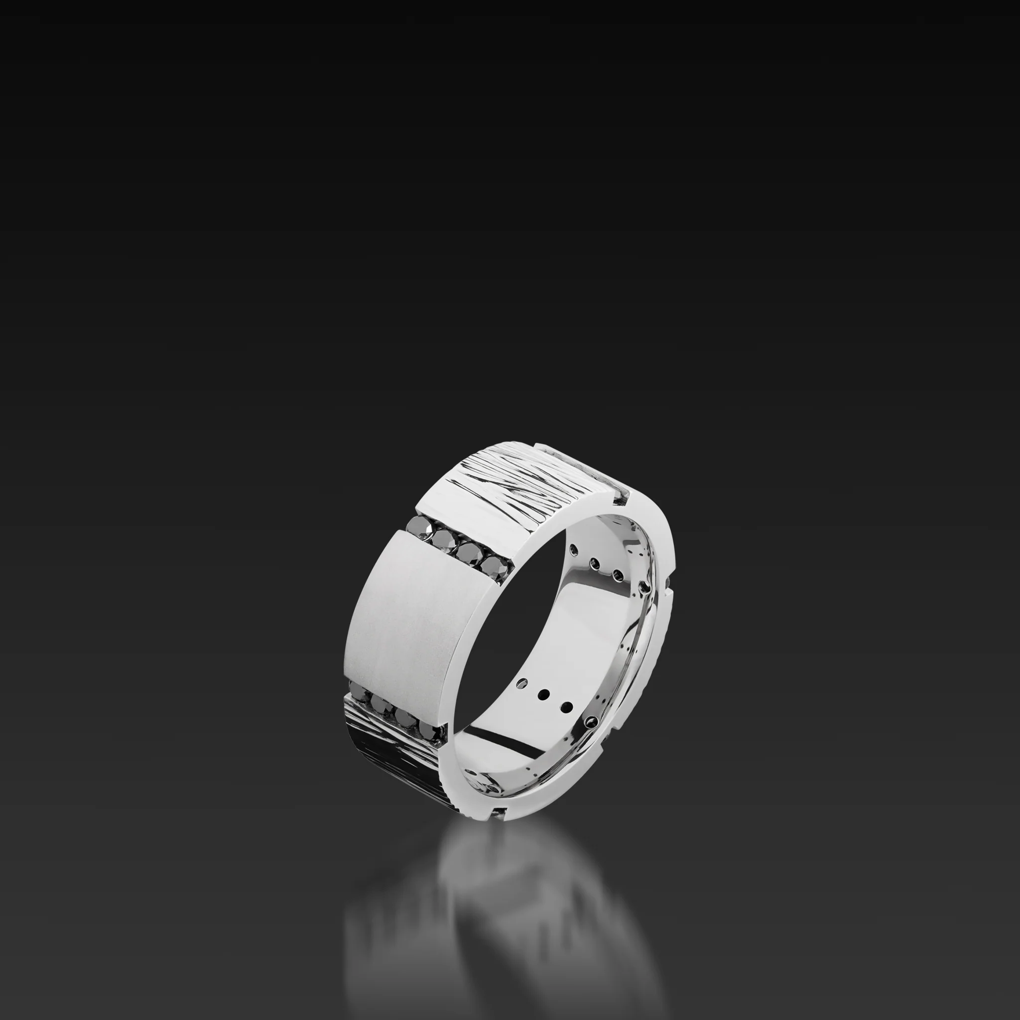 Cobalt Chrome Flat Band with Black Diamonds
