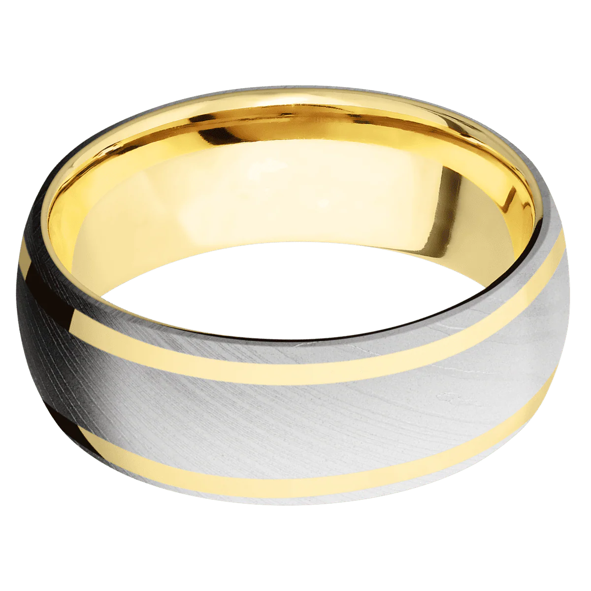 Damascus + Bead Finish + 14K Yellow Gold - Image 3