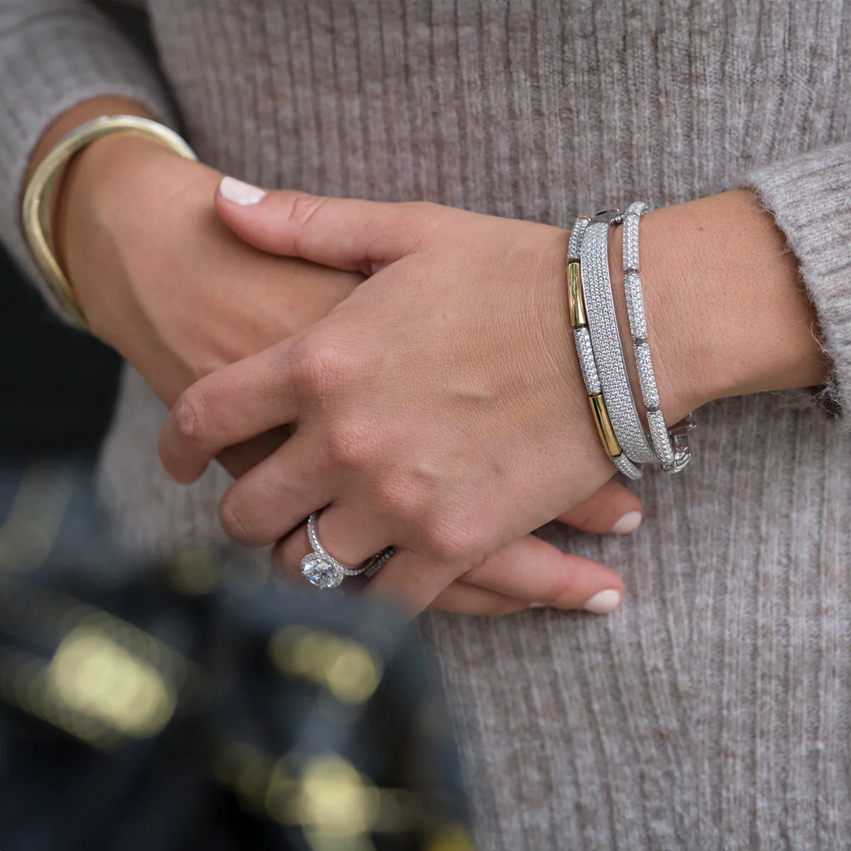 Essence Two Tone Diamond Link Bracelet - Image 2