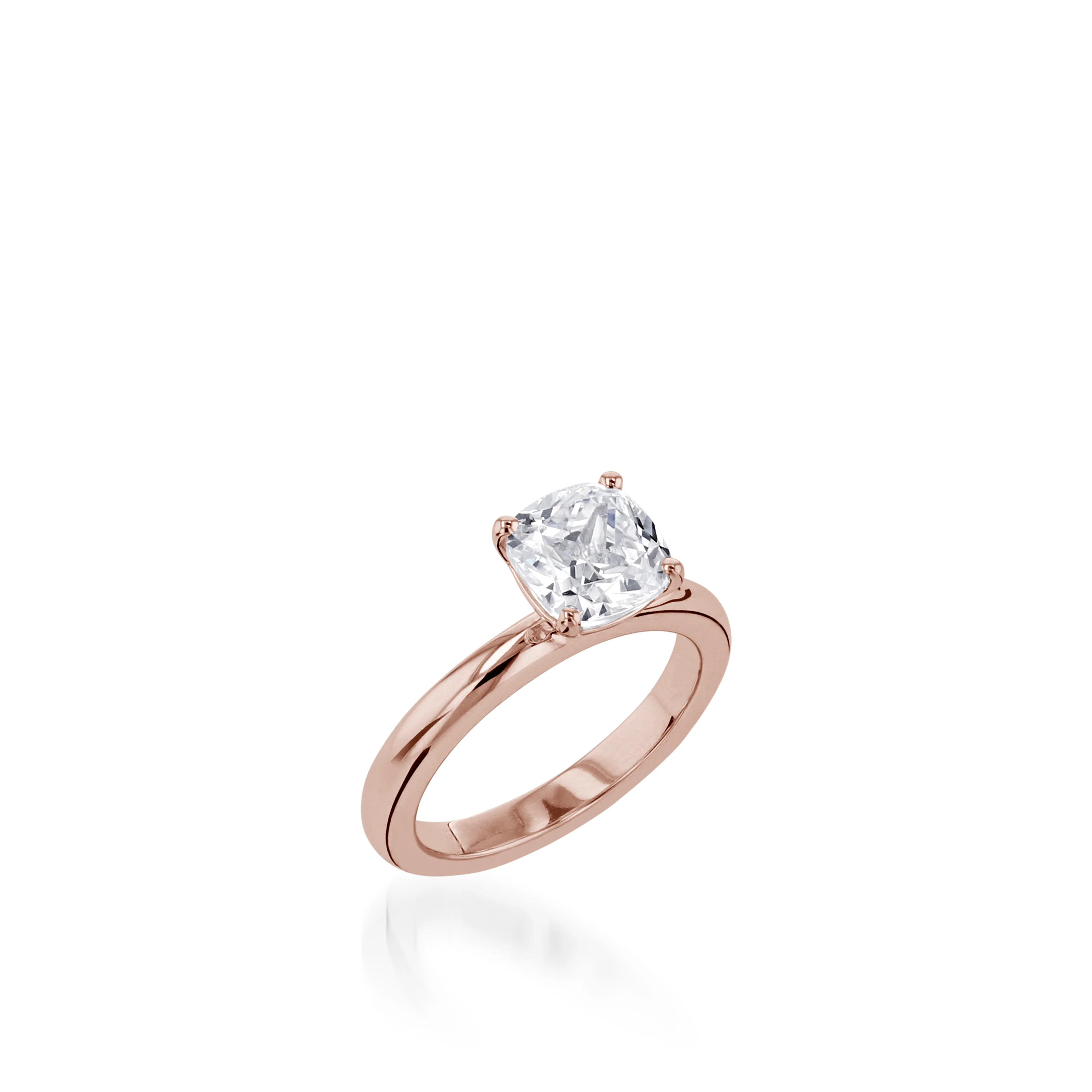 Essence Solitaire Cushion Yellow Gold Engagement Ring - Image 3