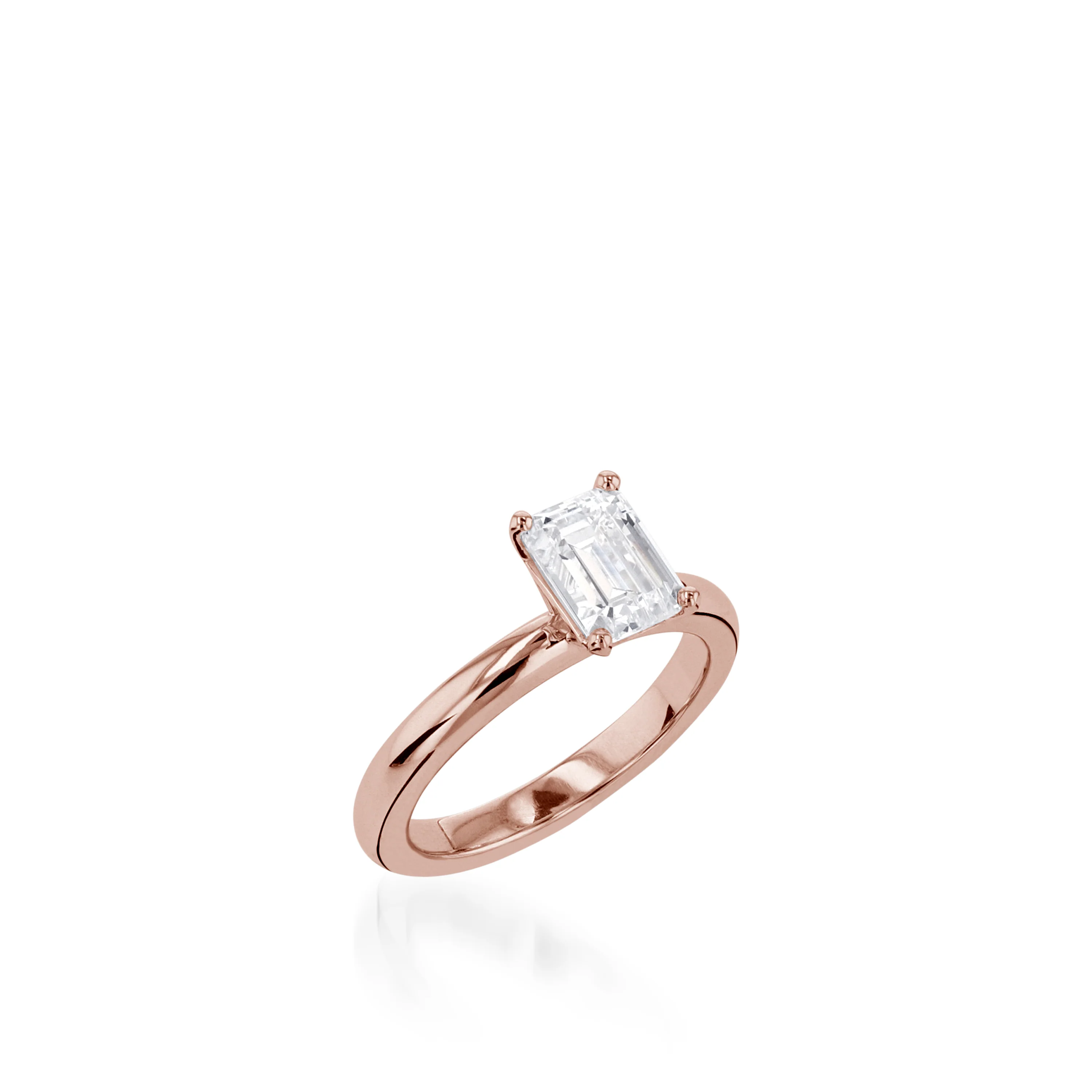 Essence Solitaire Emerald Cut Yellow Gold Engagement Ring - Image 3