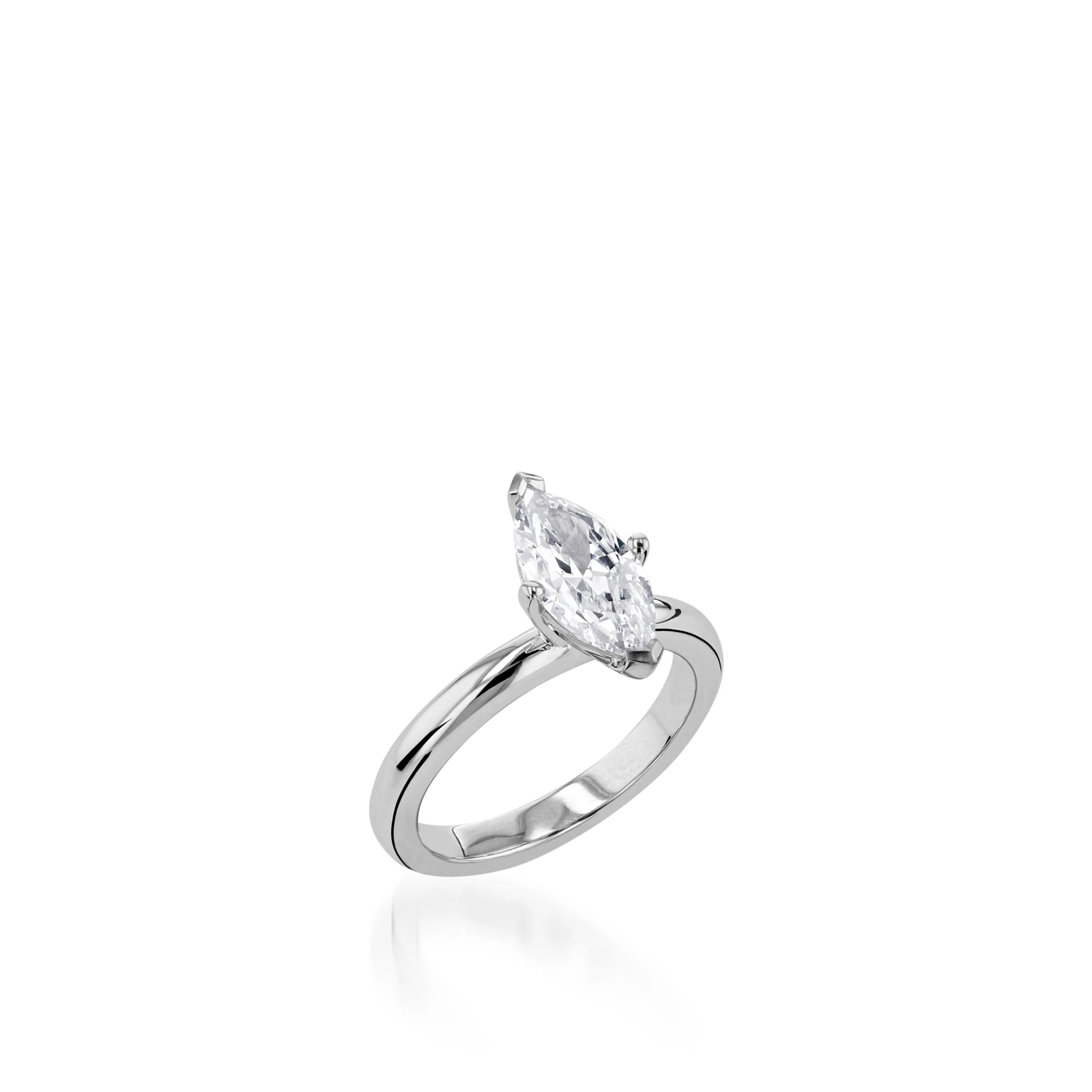 Essence Solitaire Marquise Yellow Gold Engagement Ring - Image 2
