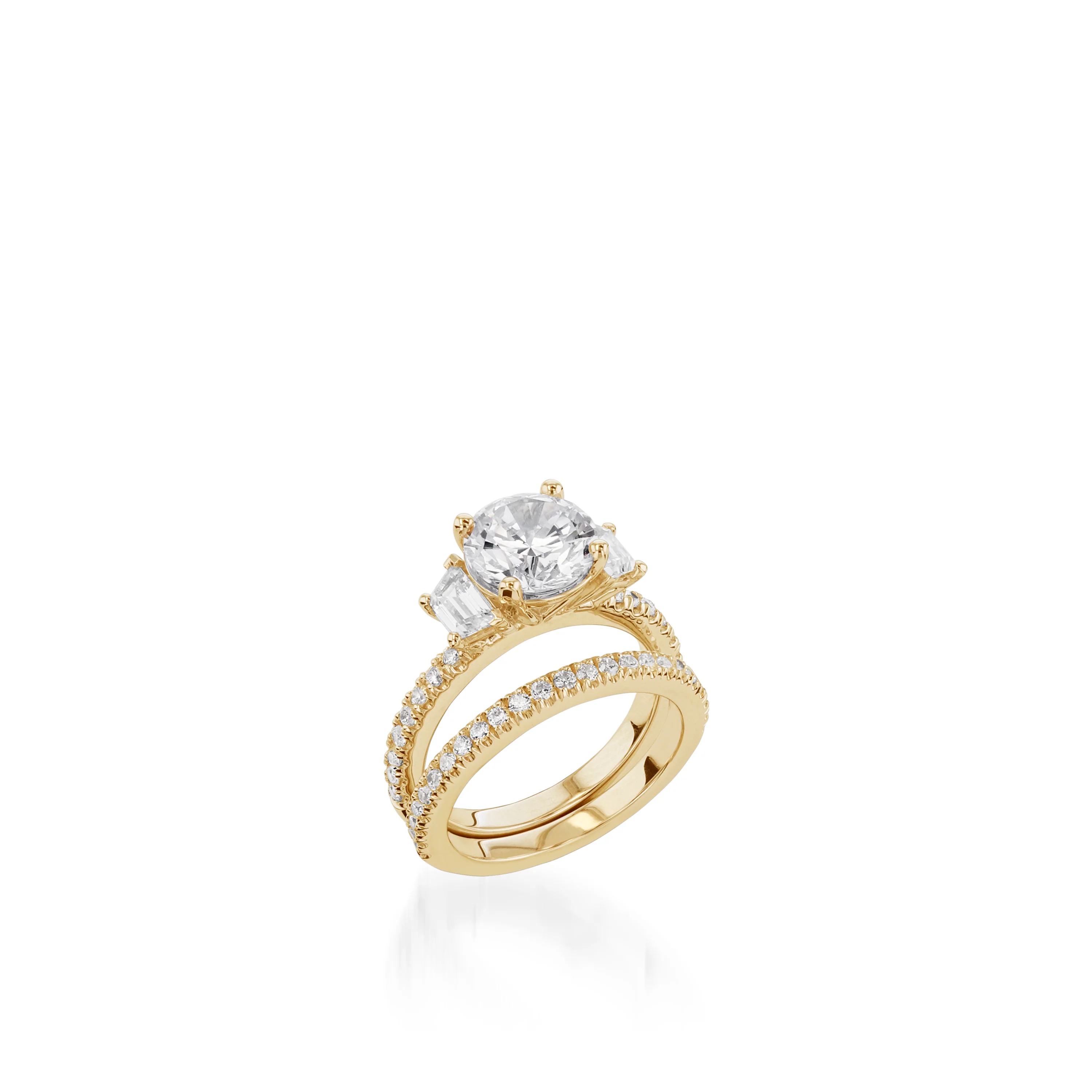 Essence Three Stone Yellow Gold Engagement Ring - Image 4