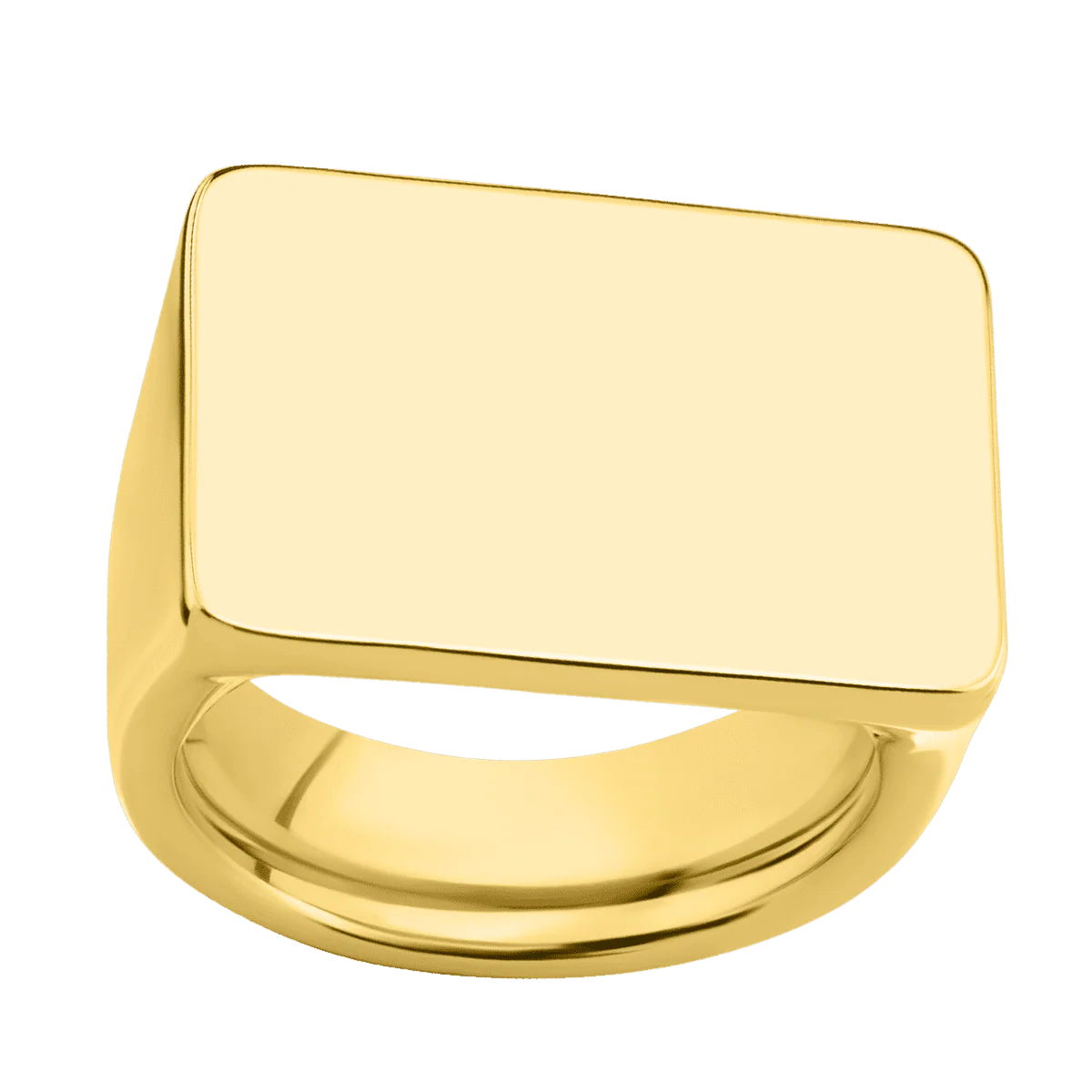 Extra Large Horizontal Rectangle signet ring  in 10K Yellow Gold, with a Wide style band. - Image 3