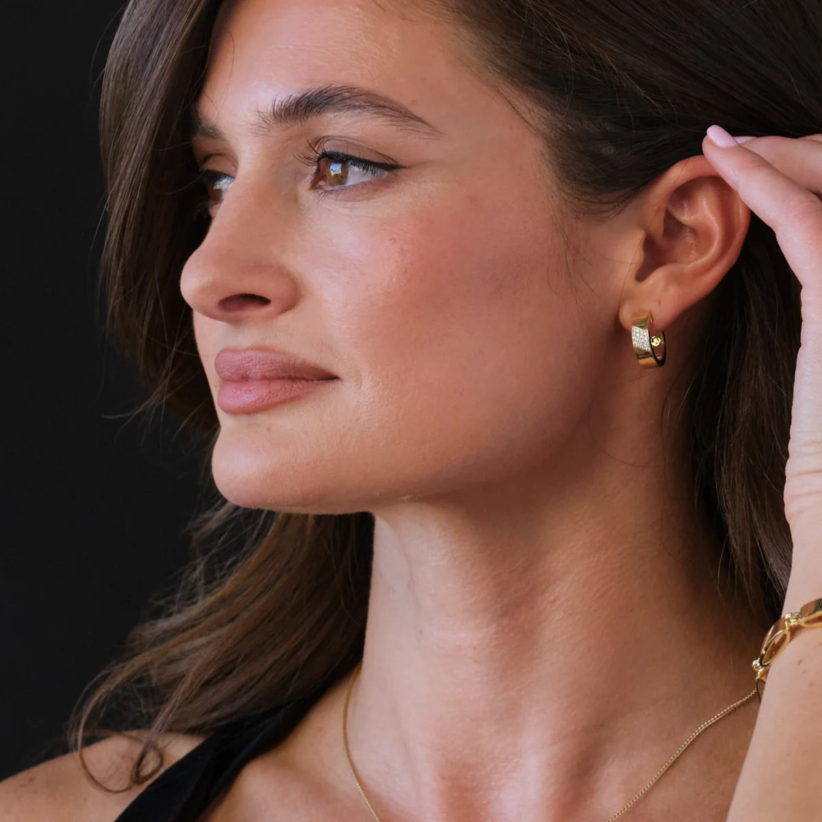 Havana Pave Diamond Hoop Earrings - Image 2