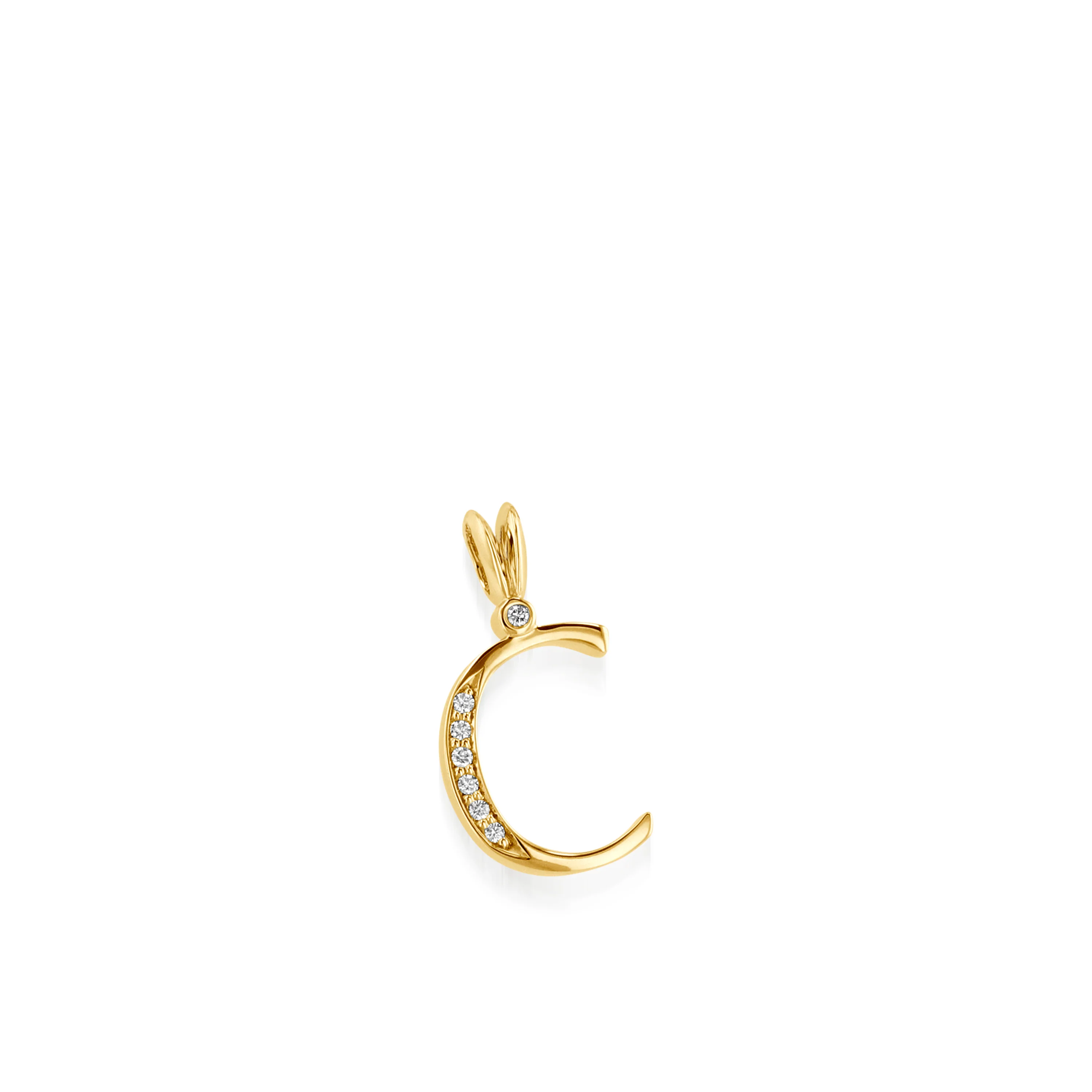 Initial C Diamond Medallion Pendant - Image 4