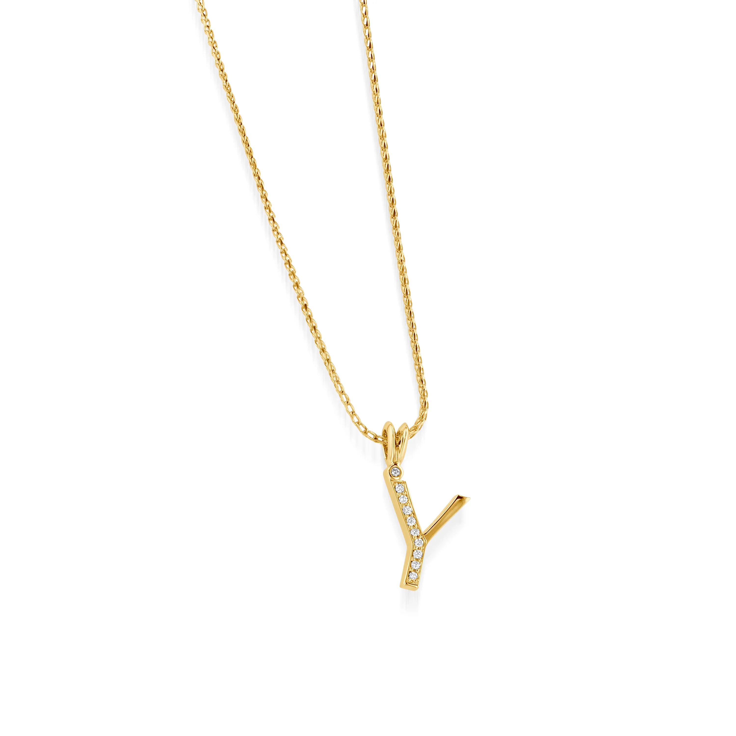 Initial Diamond Pendants Yellow Gold - Image 26