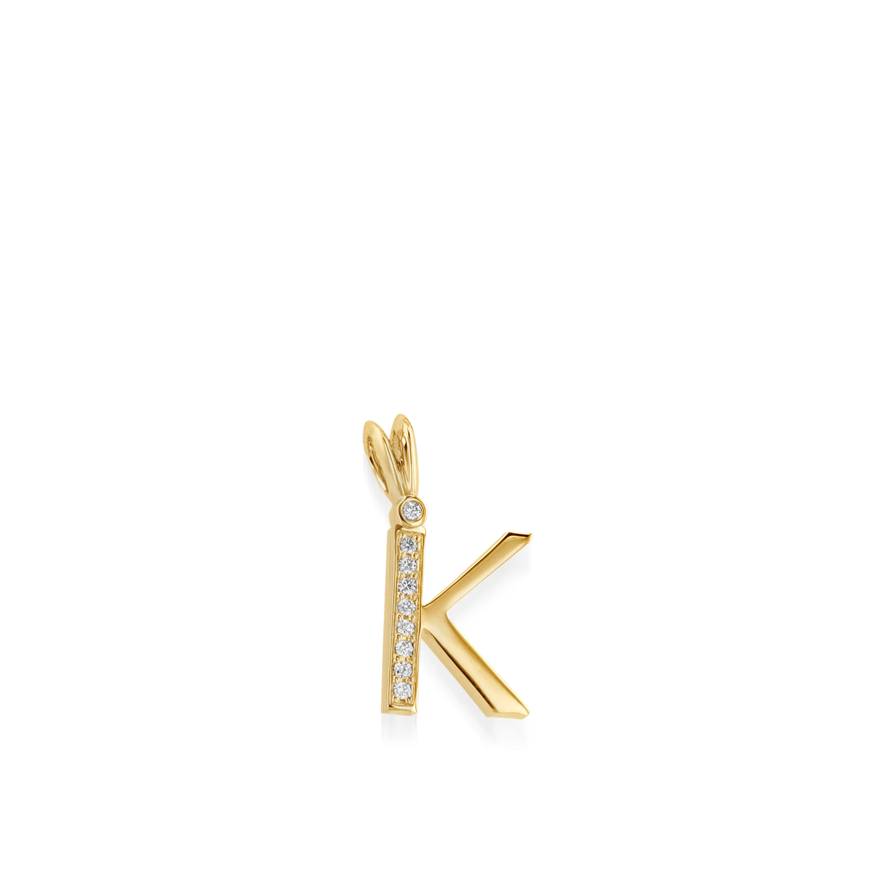 Initial K Diamond Medallion Pendant - Image 4