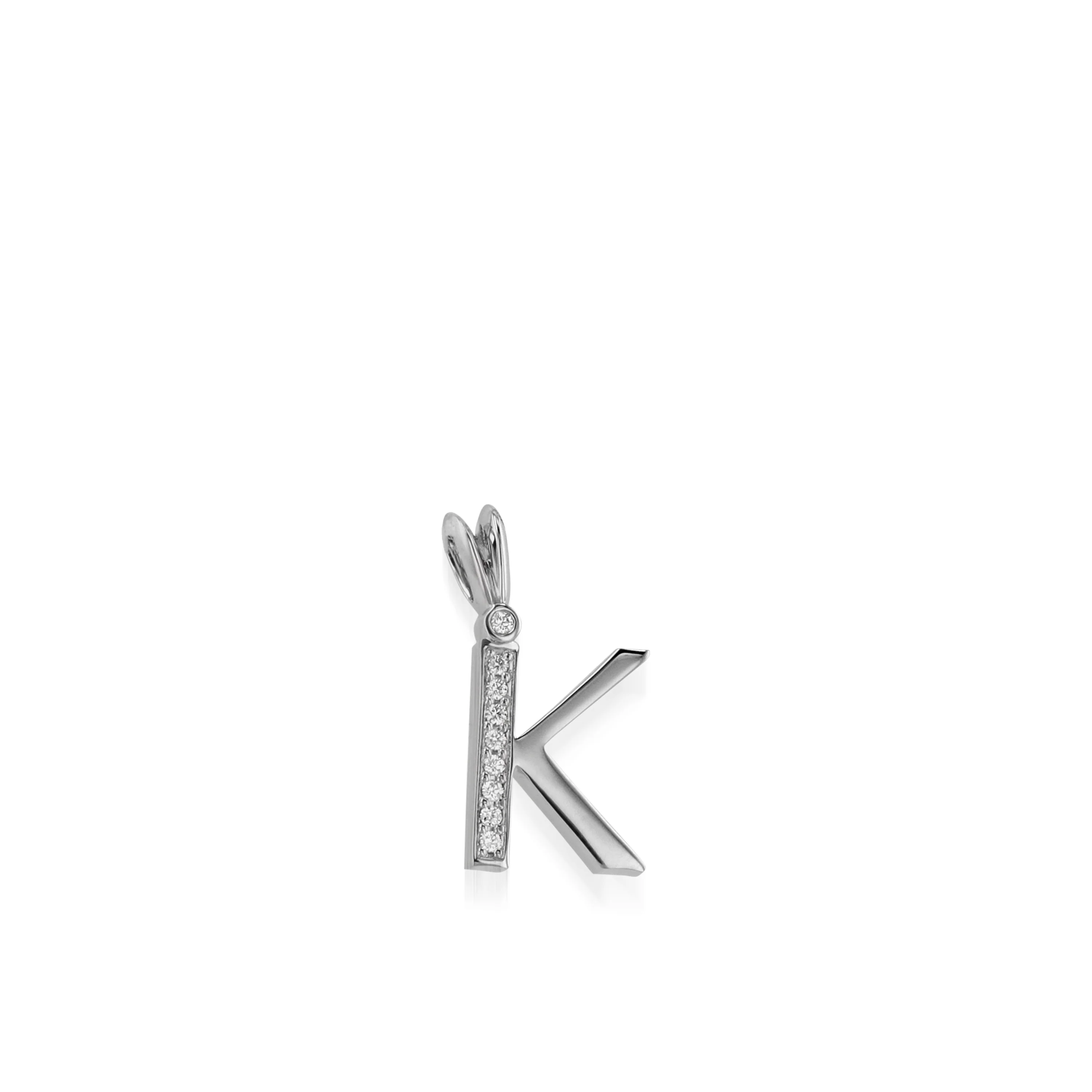 Initial K Diamond Medallion Pendant - Image 5
