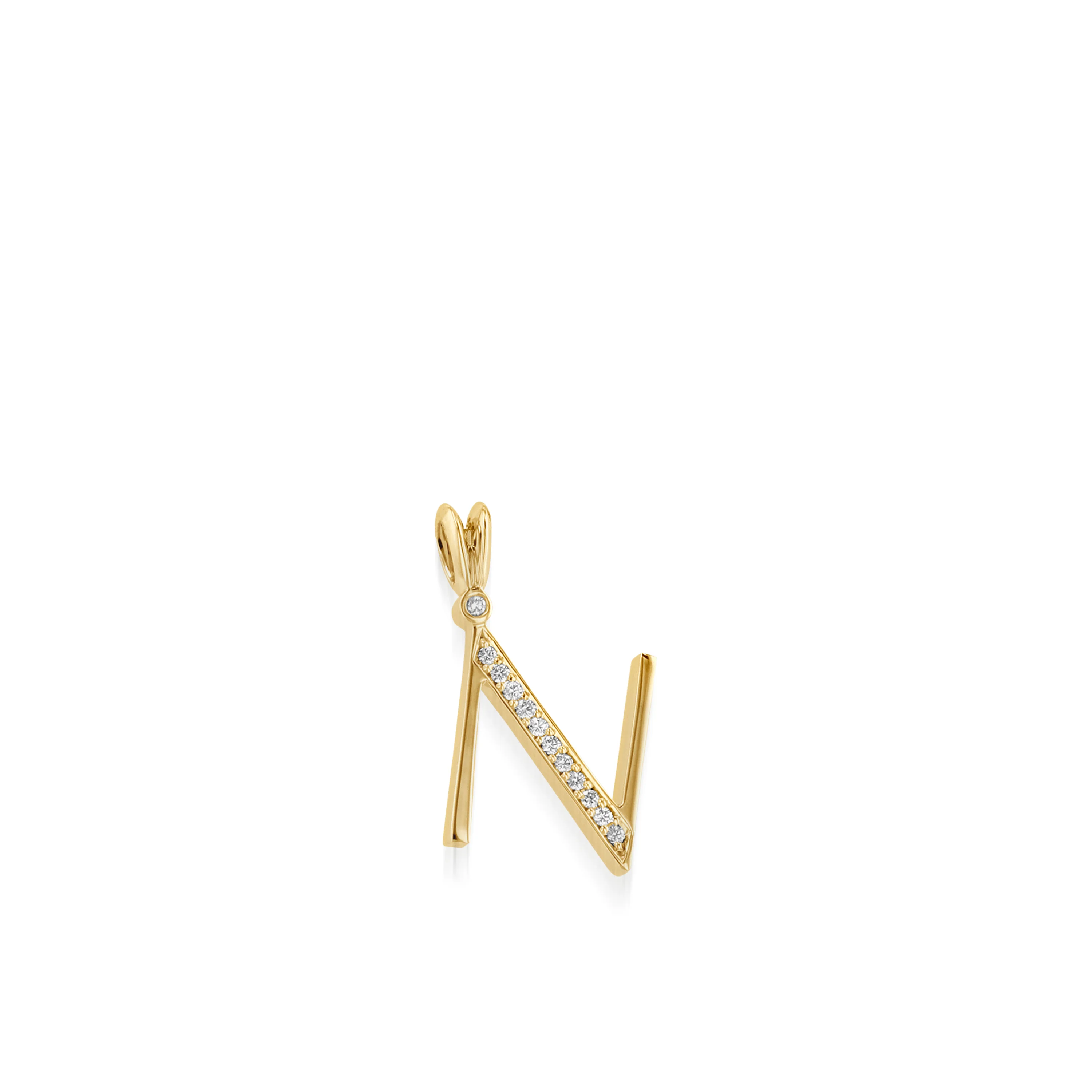 Initial N Diamond Medallion Pendant - Image 4