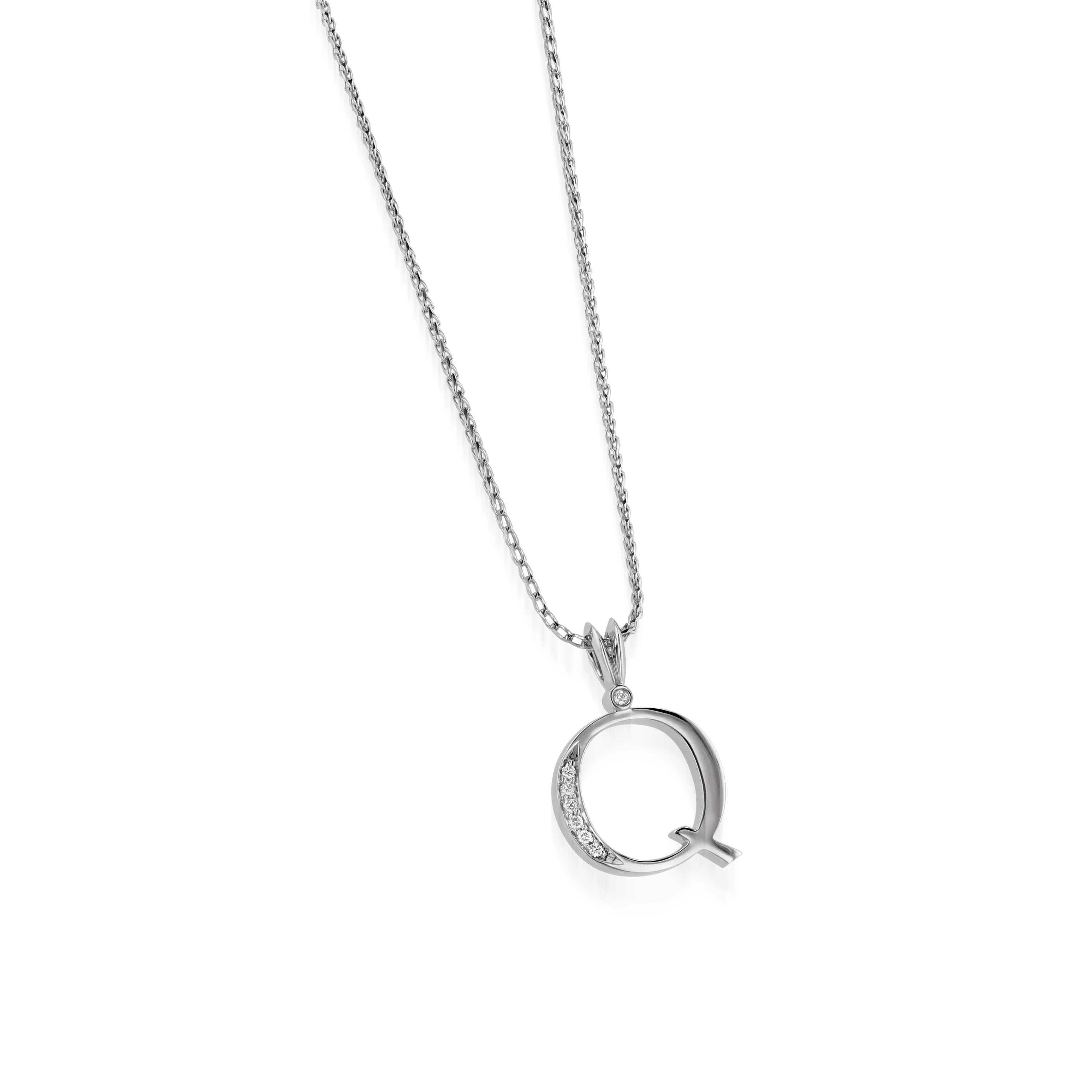Initial Q Diamond Medallion Pendant - Image 3