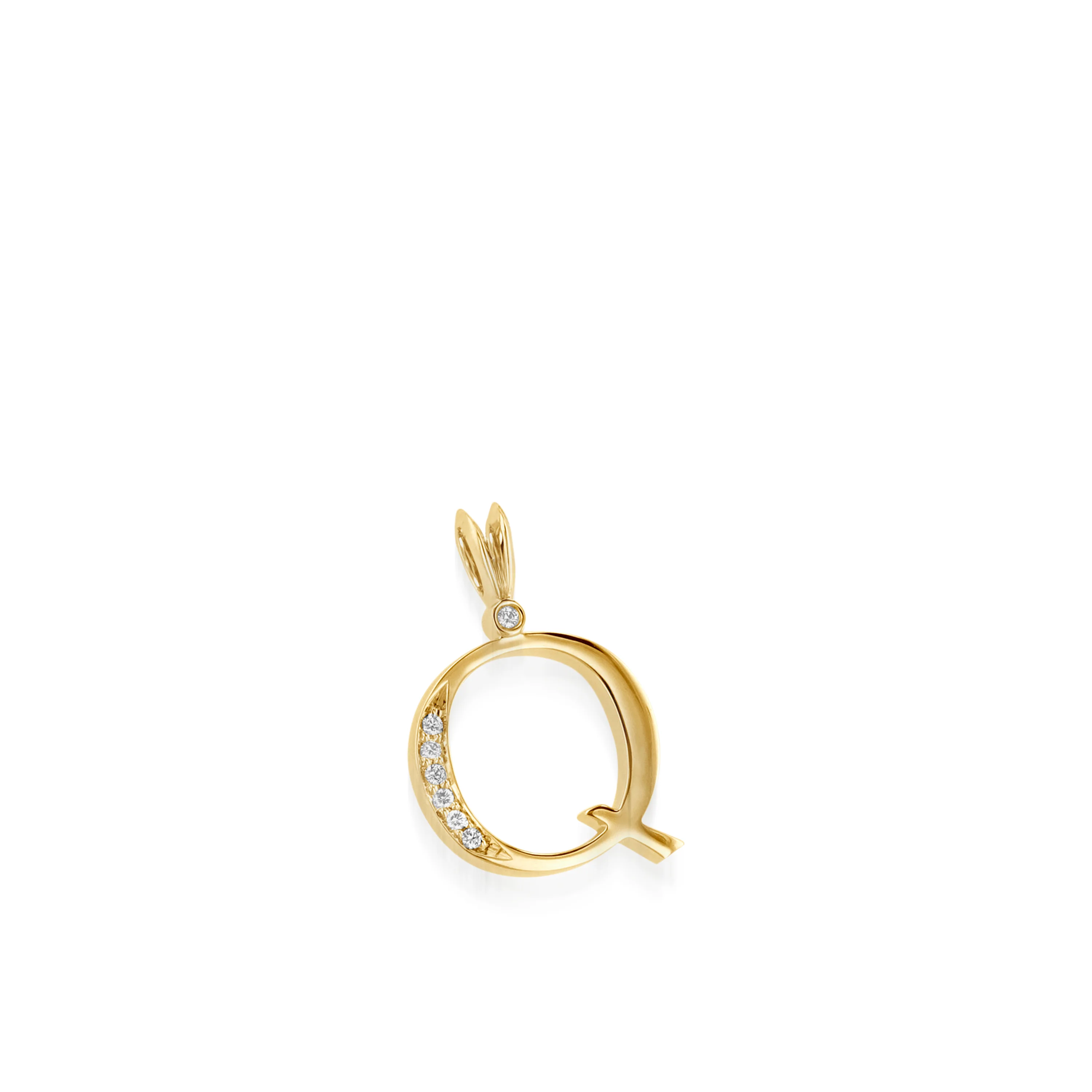 Initial Q Diamond Medallion Pendant - Image 4