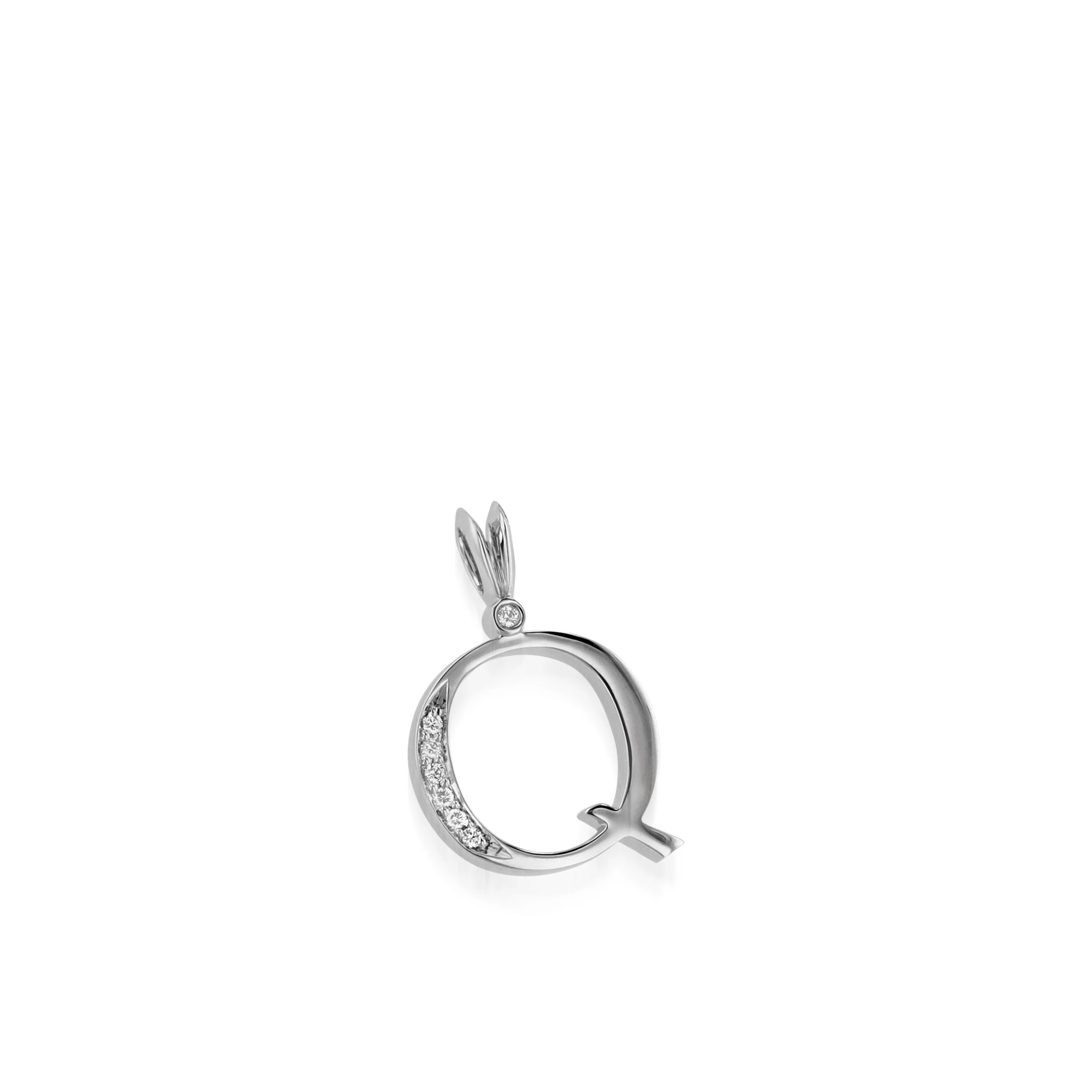 Initial Q Diamond Medallion Pendant - Image 5