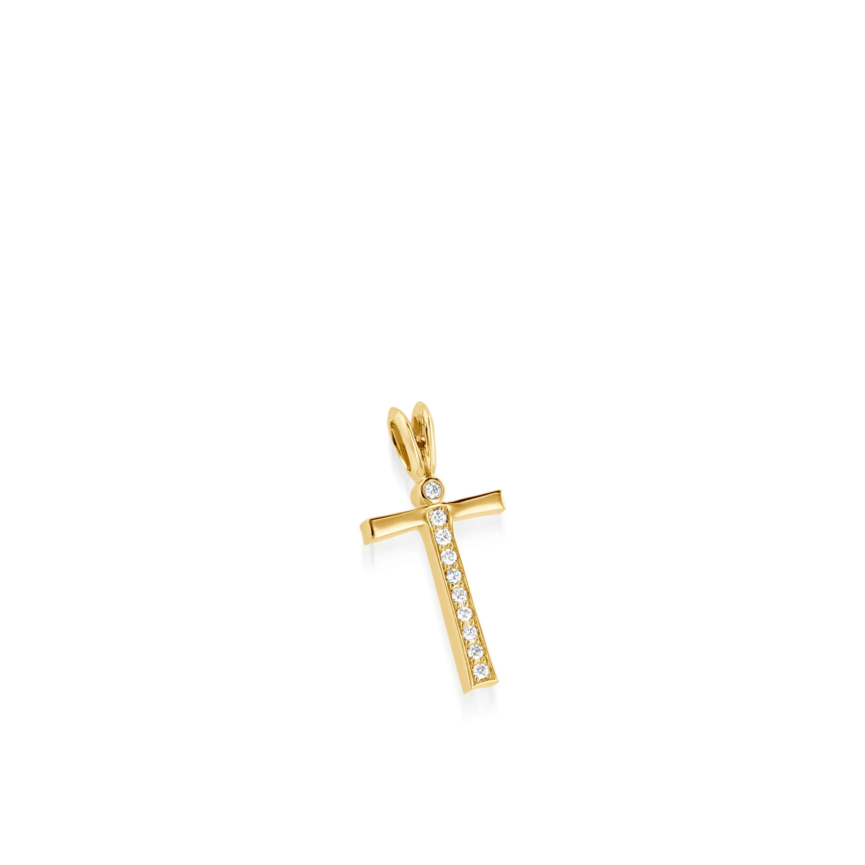 Initial T Diamond Medallion Pendant - Image 4