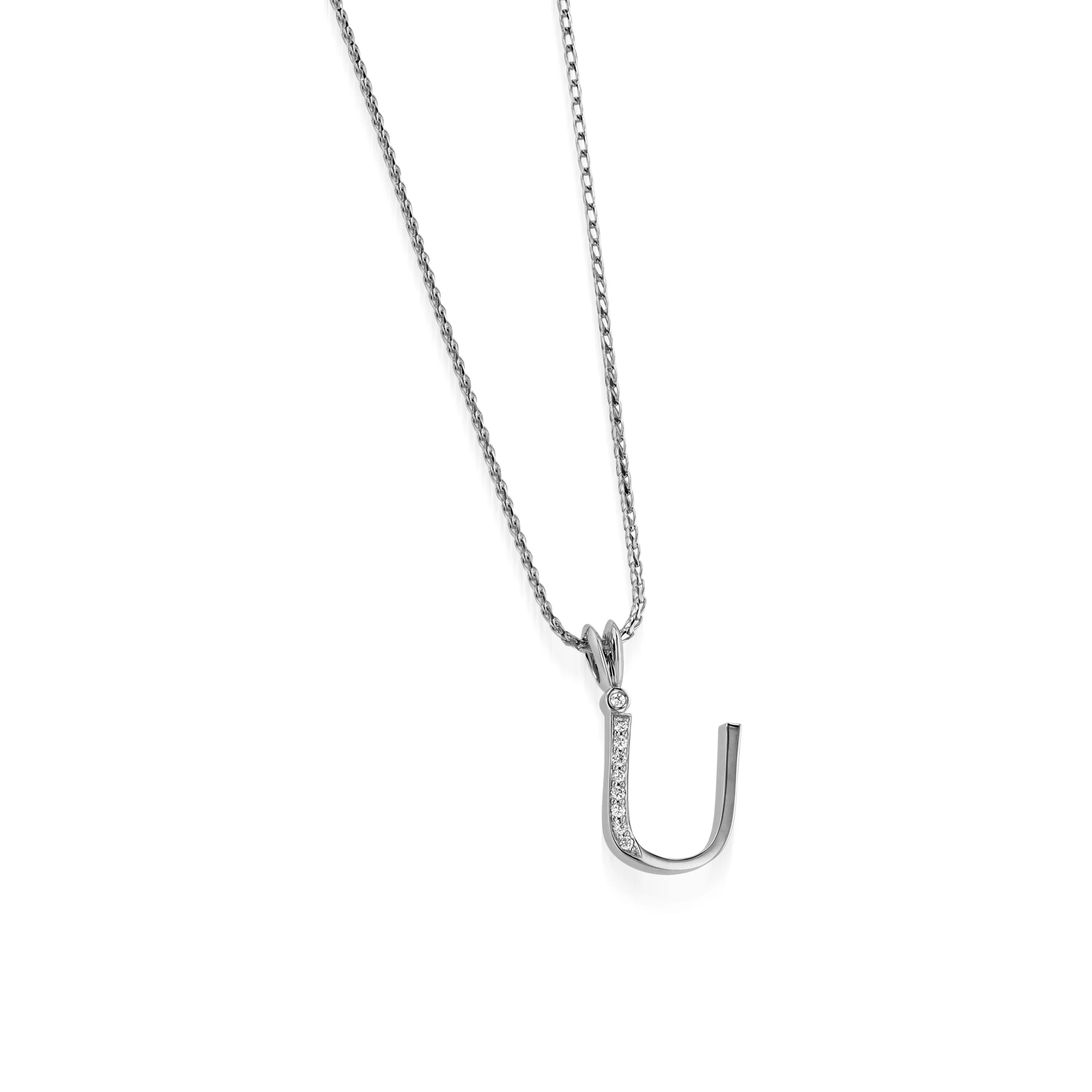 Initial U Diamond Medallion Pendant - Image 3