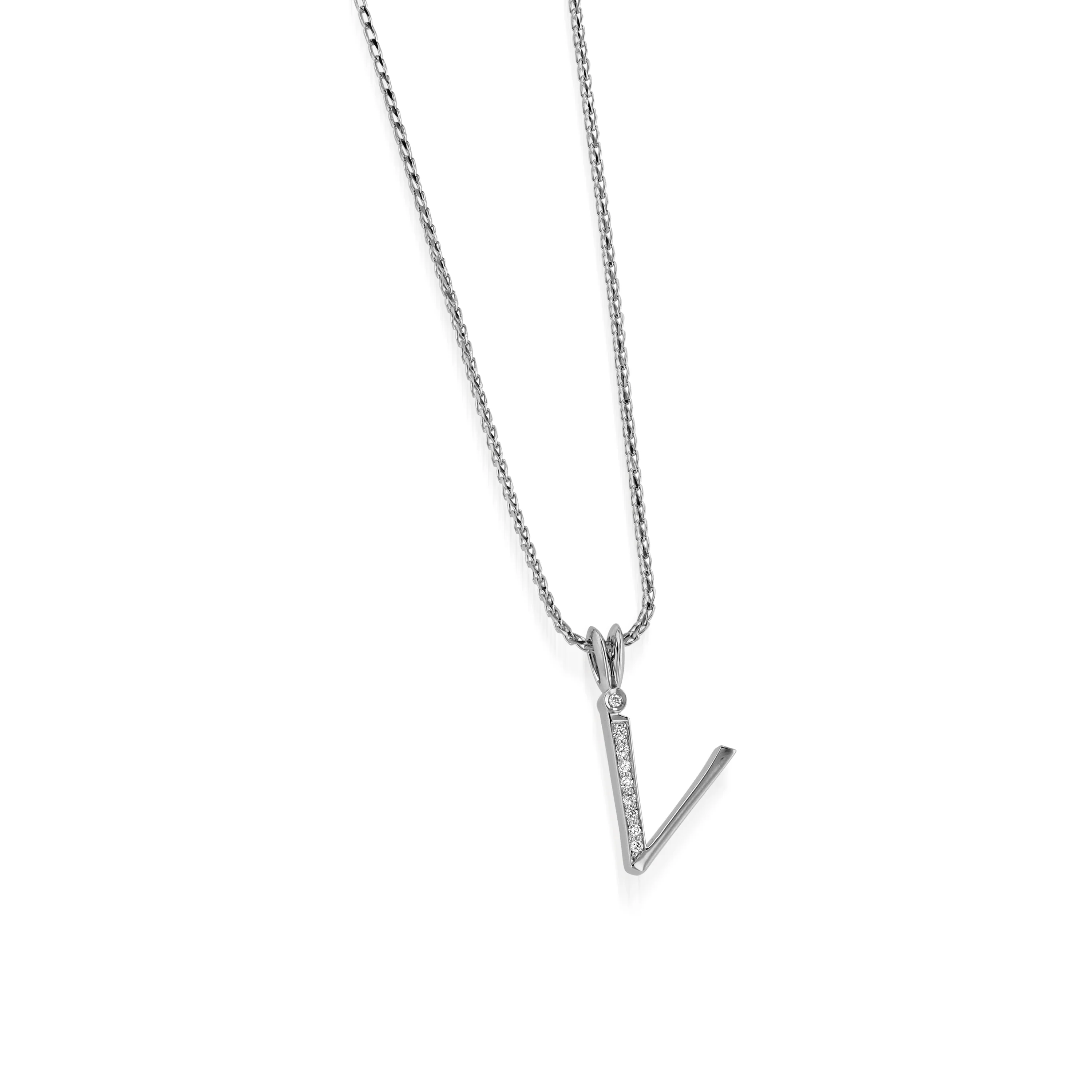 Initial V Diamond Medallion Pendant - Image 3