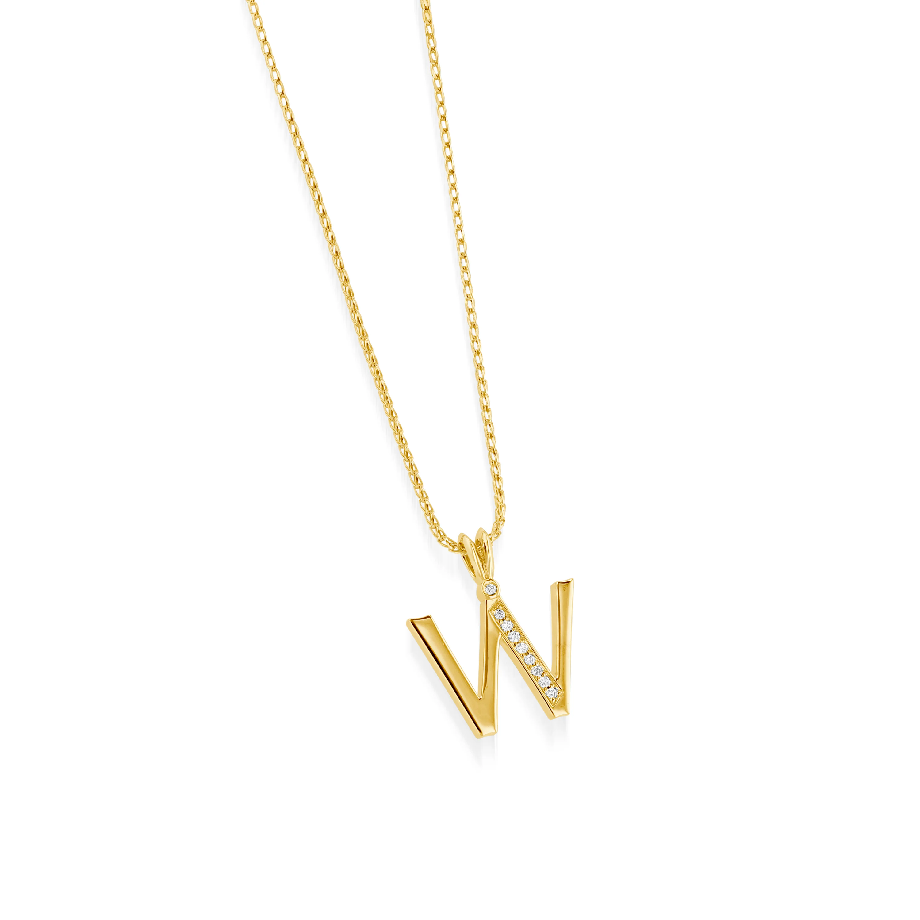 Initial W Diamond Medallion Pendant