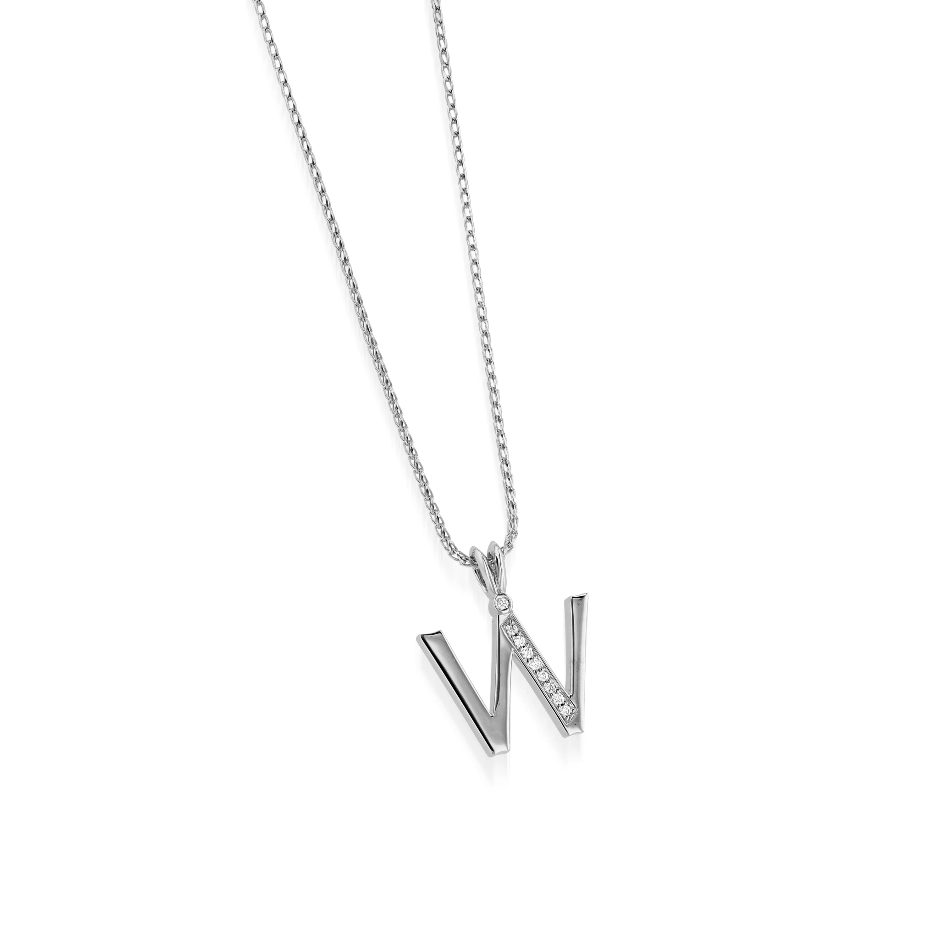Initial W Diamond Medallion Pendant - Image 3
