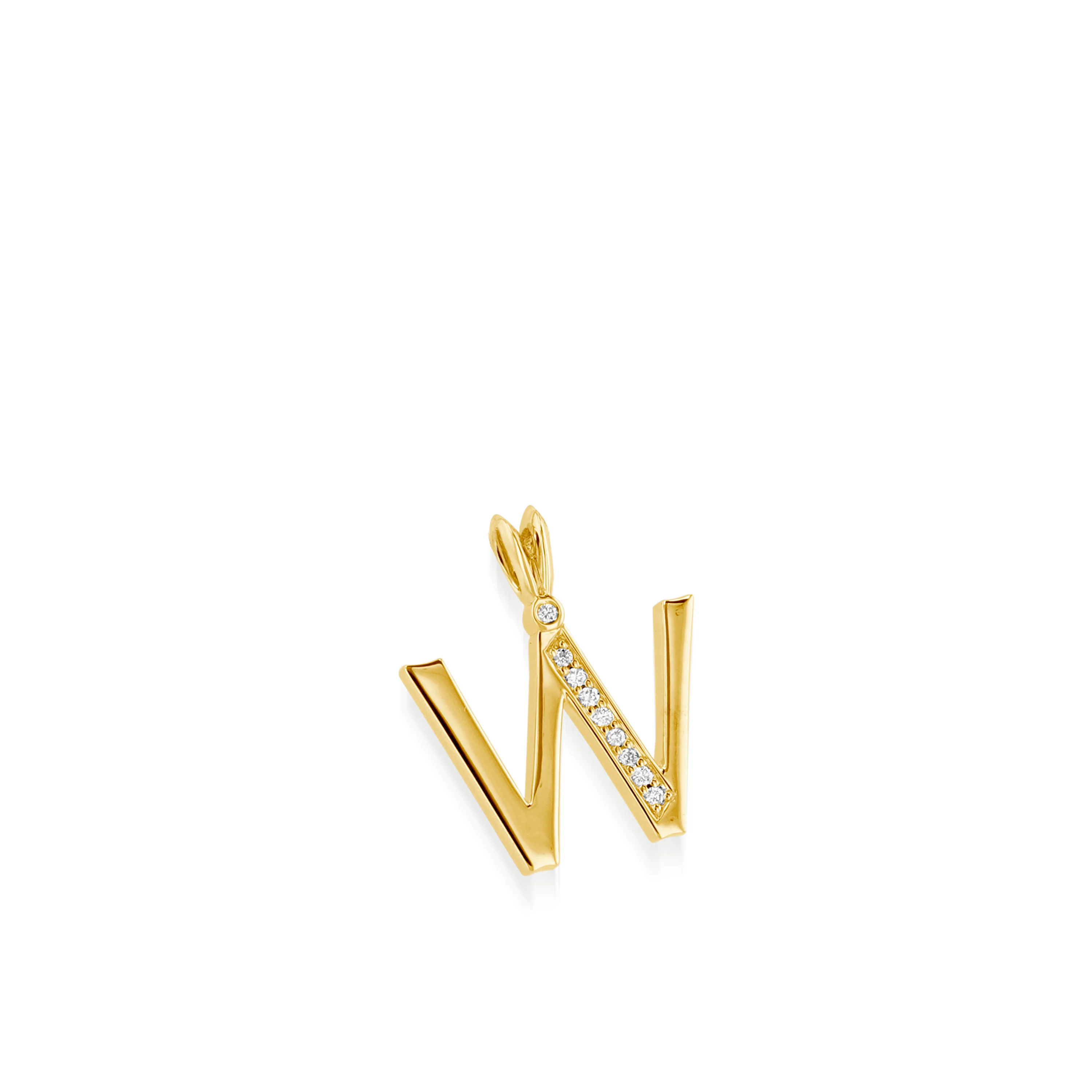 Initial W Diamond Medallion Pendant - Image 4
