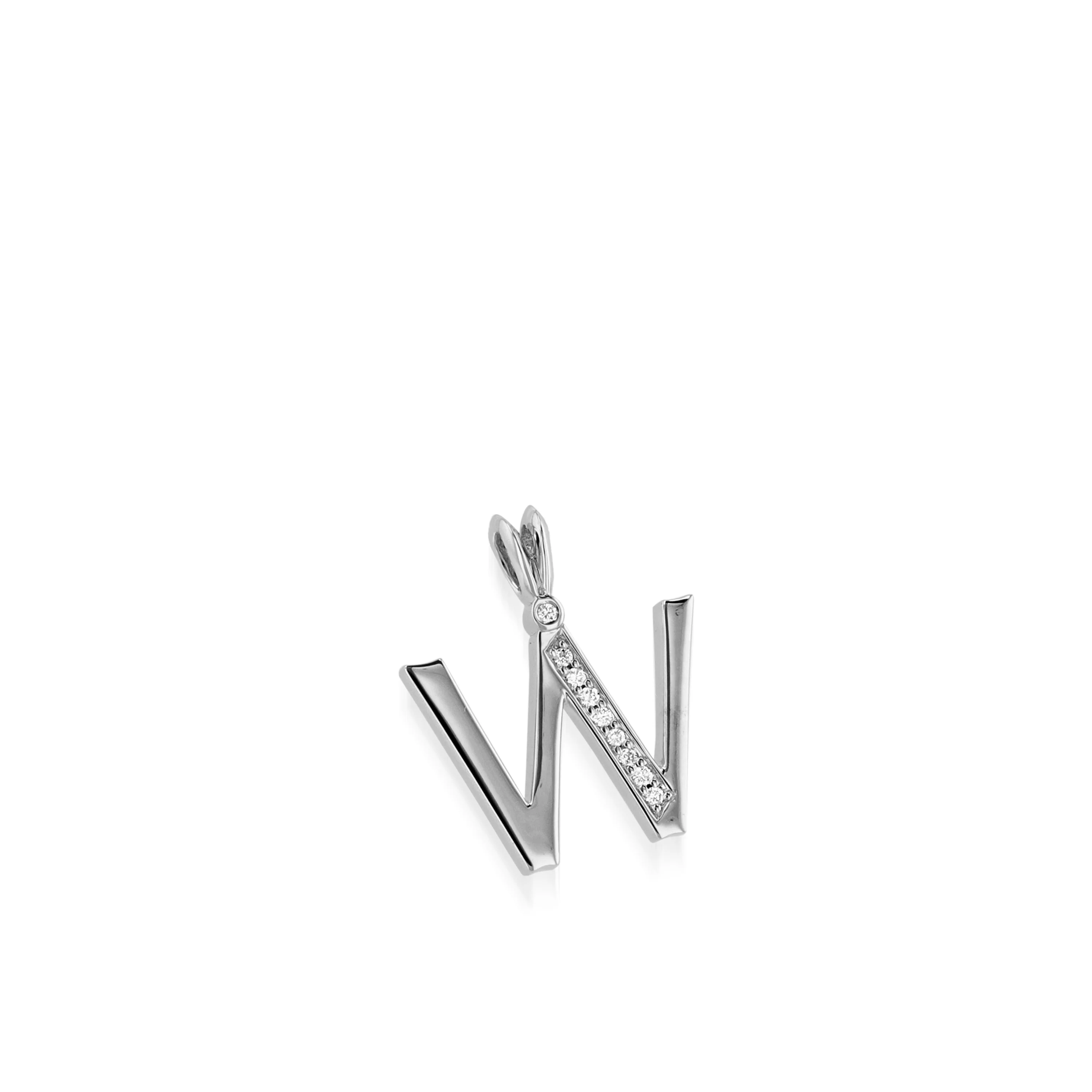 Initial W Diamond Medallion Pendant - Image 5