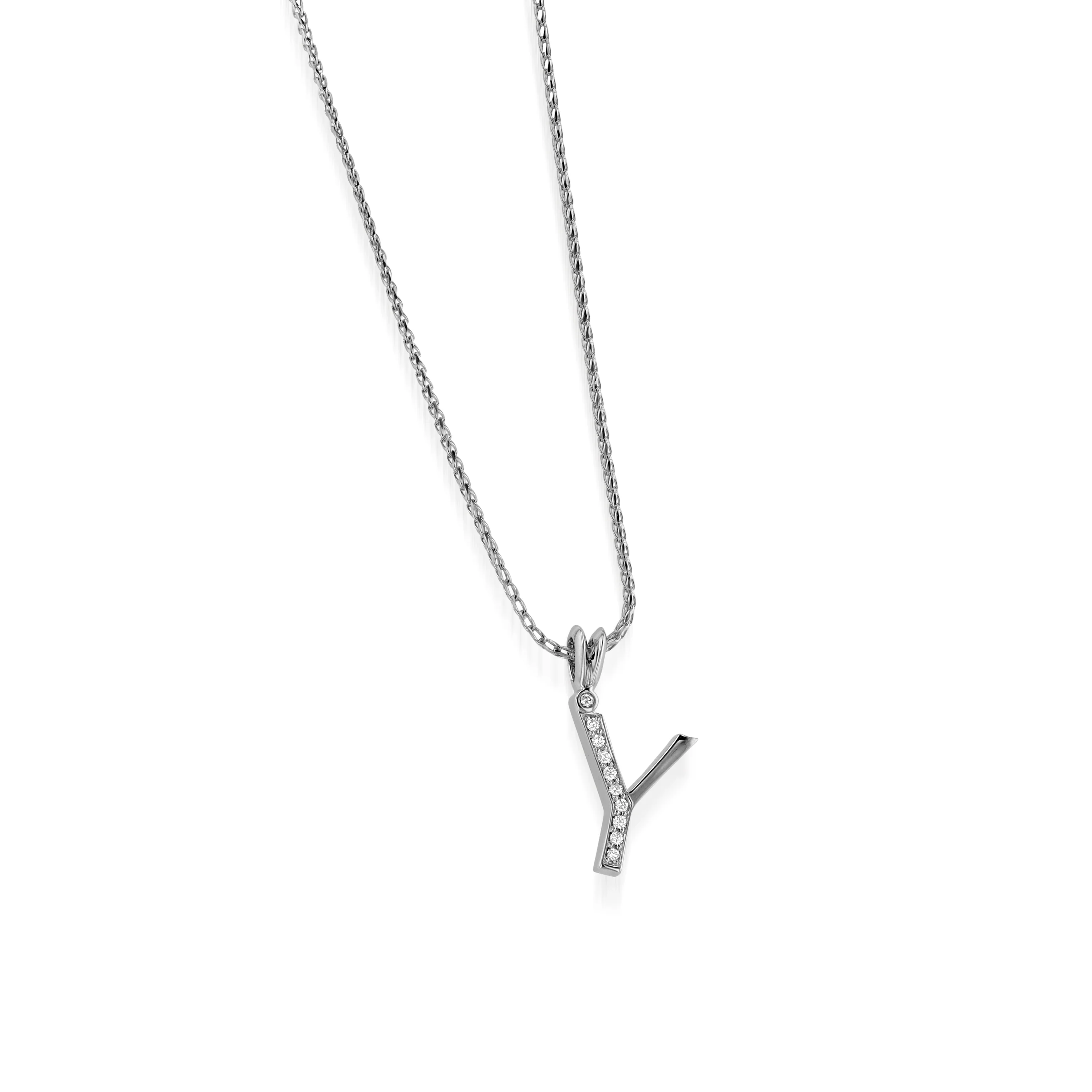 Initial Y Diamond Medallion Pendant - Image 3