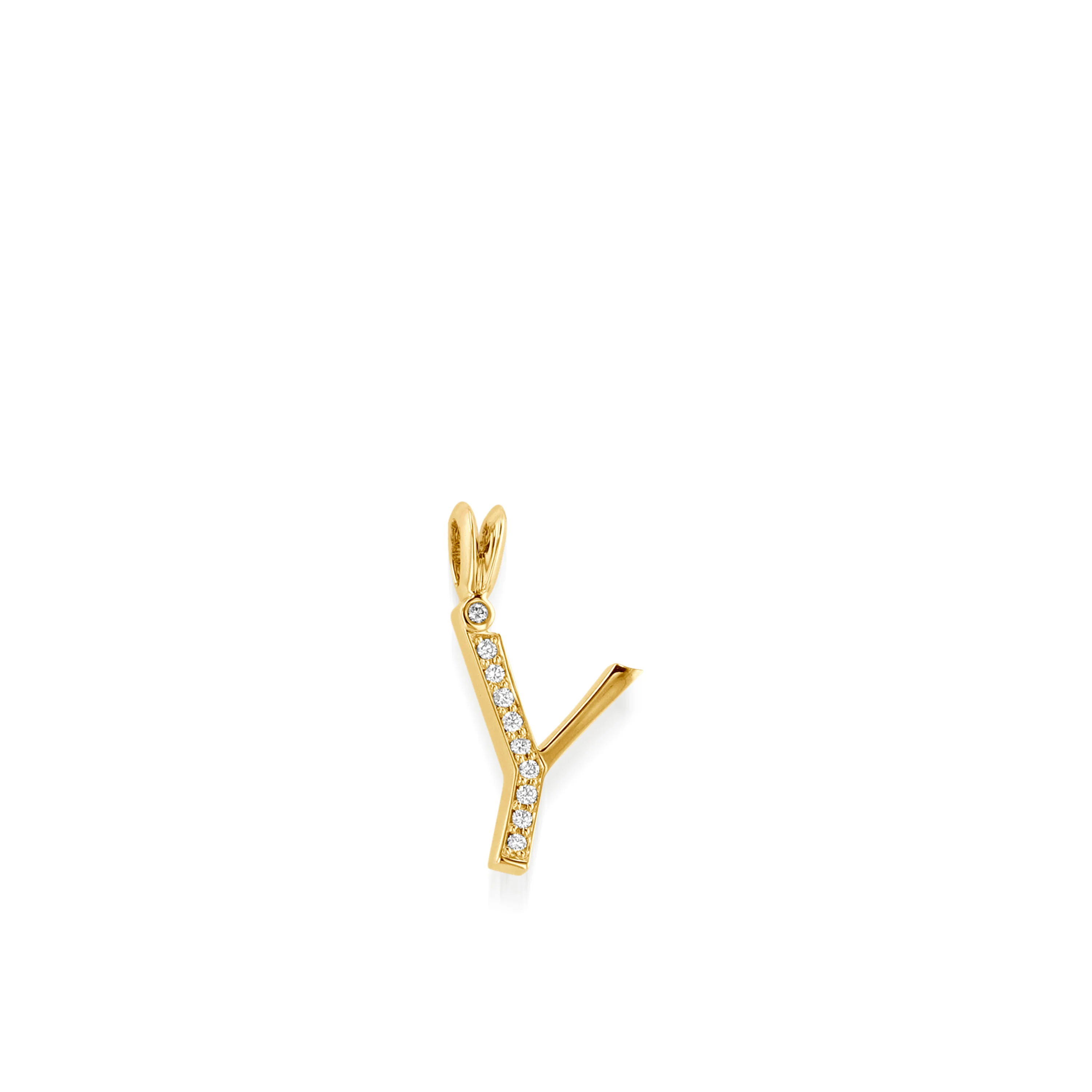 Initial Y Diamond Medallion Pendant - Image 4