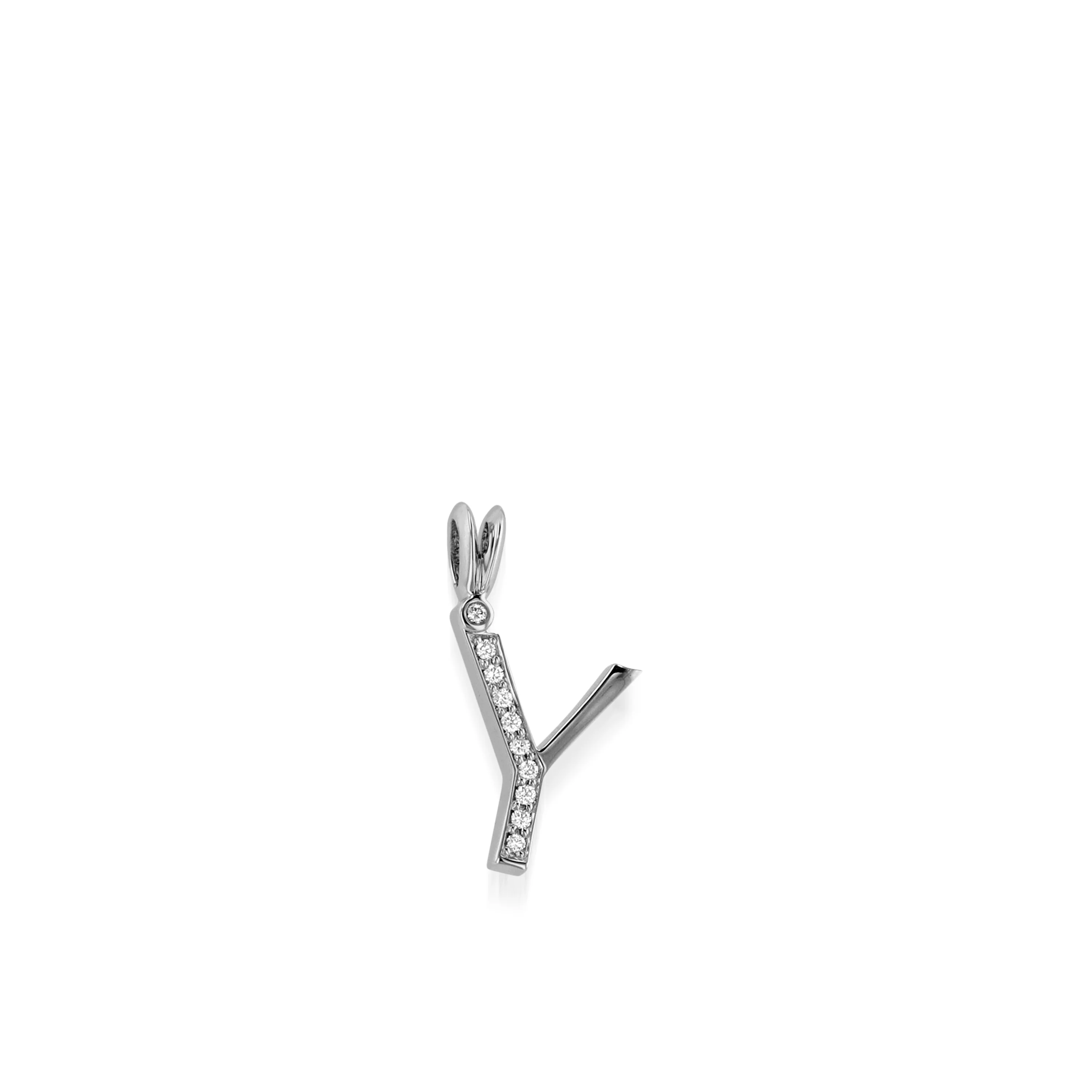 Initial Y Diamond Medallion Pendant - Image 5