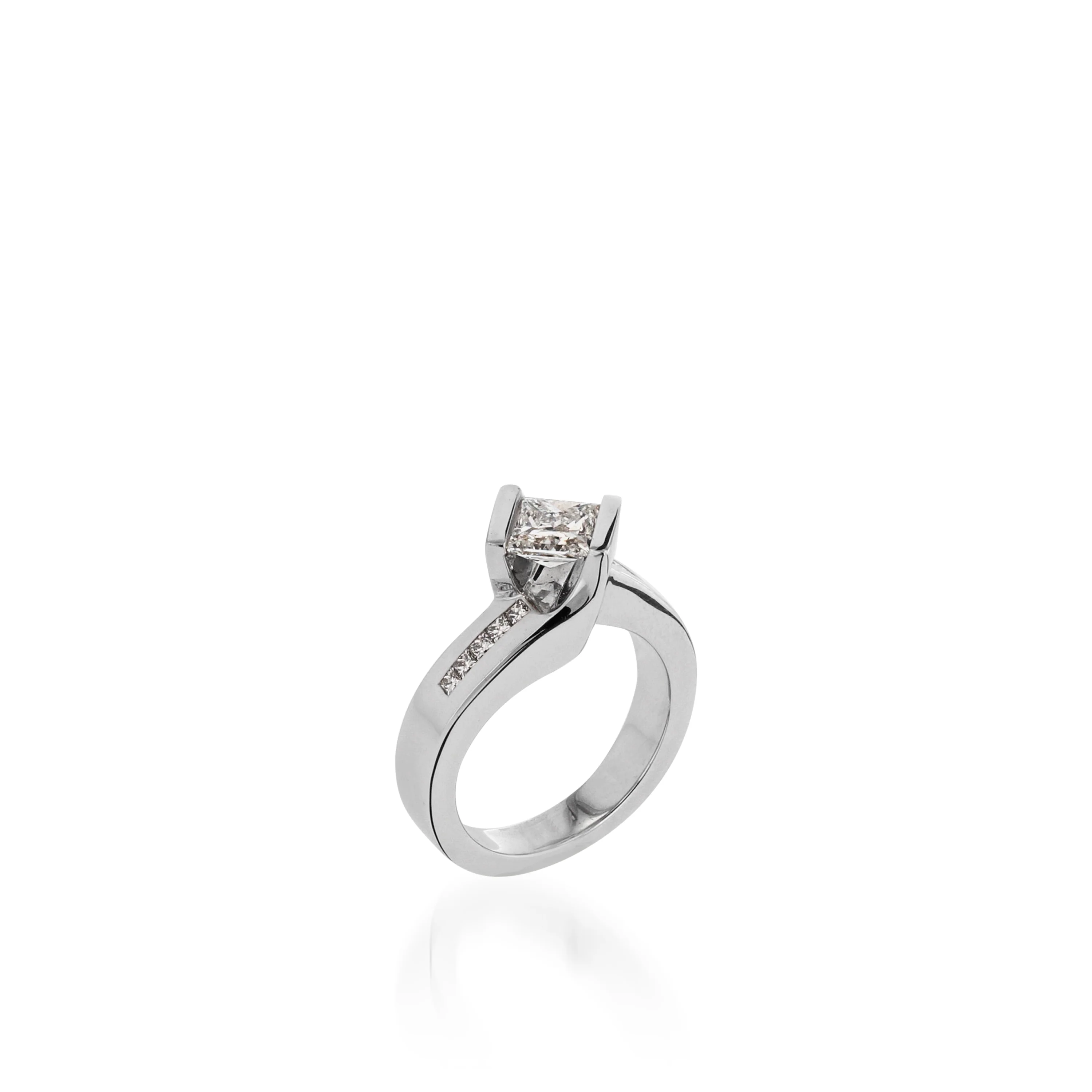 Intrigue Princess Cut White Gold Engagement Ring - Image 4