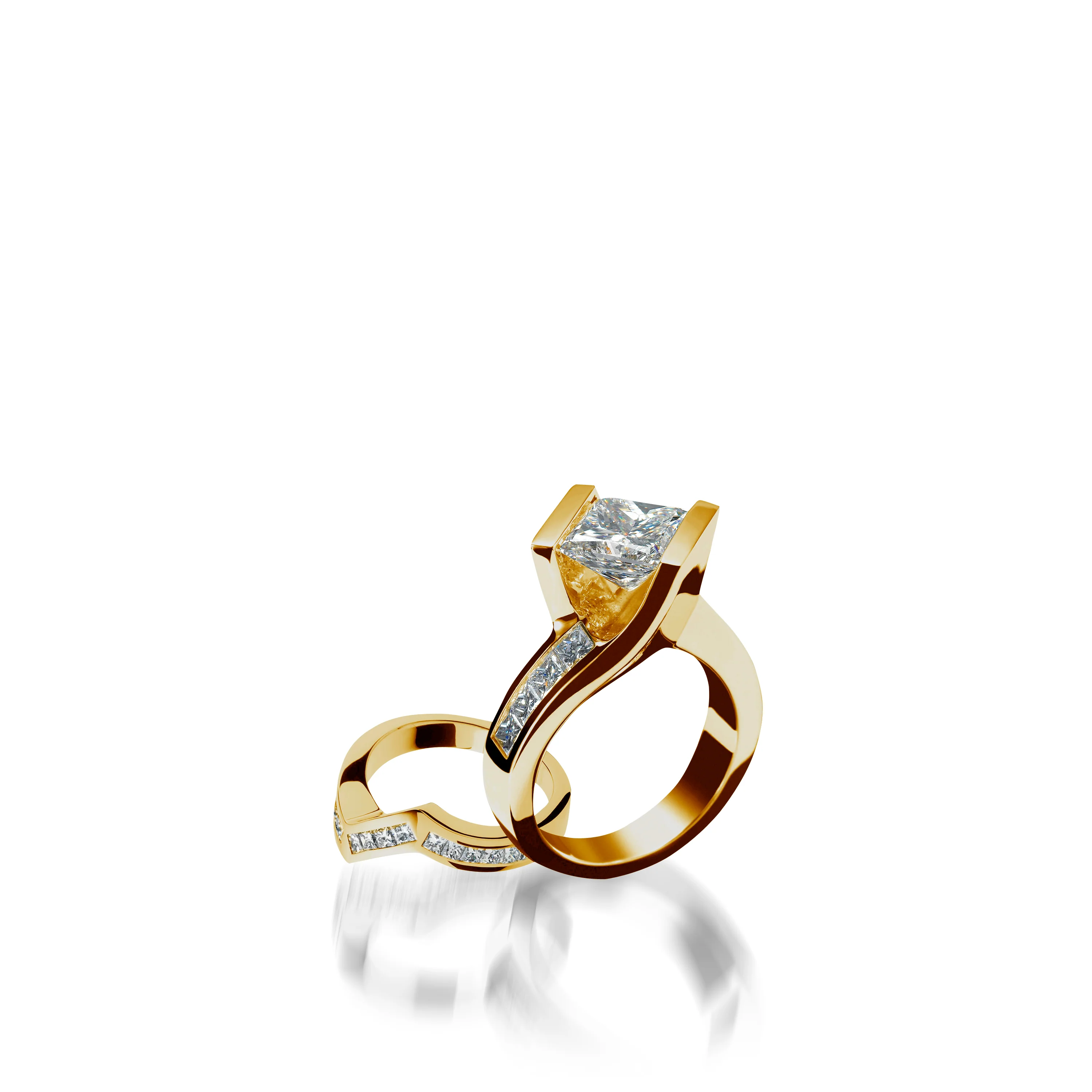 Intrigue Princess Cut Yellow Gold Engagement Ring - Image 5