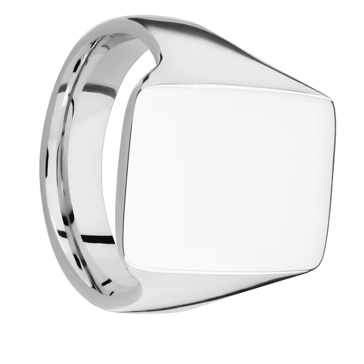 Large Rectangle signet ring (20x14.5mm) in 14K White Gold, with a Thin style band.