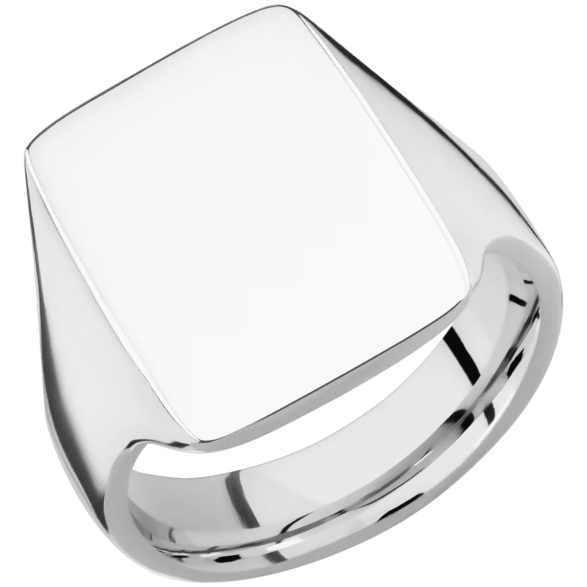 Large Rectangle signet ring (20x14.5mm) in 14K White Gold, with a Thin style band. - Image 2