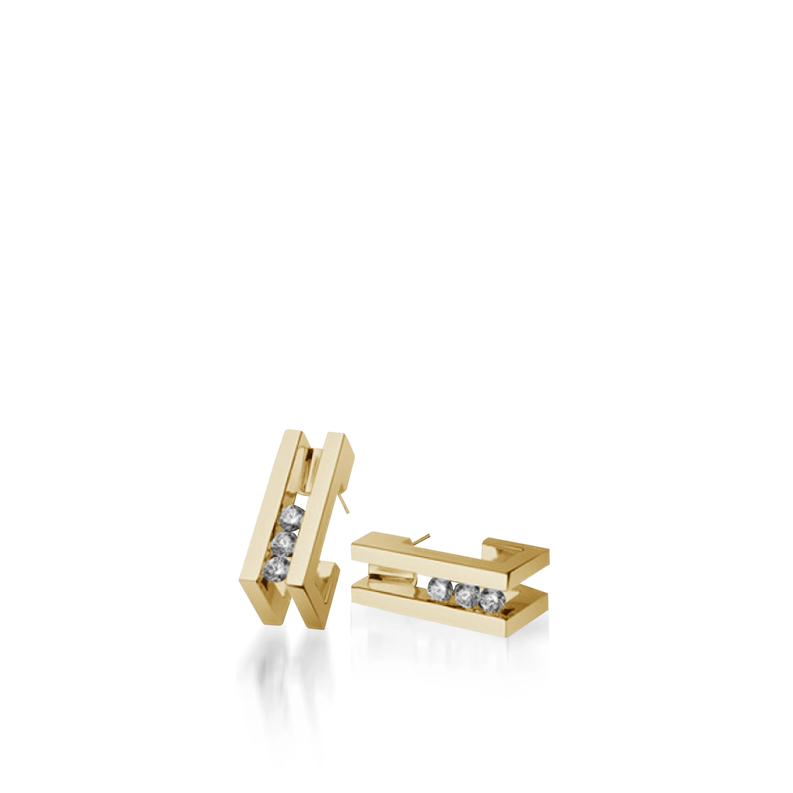 Lines Diamond Huggie Earrings - Image 3