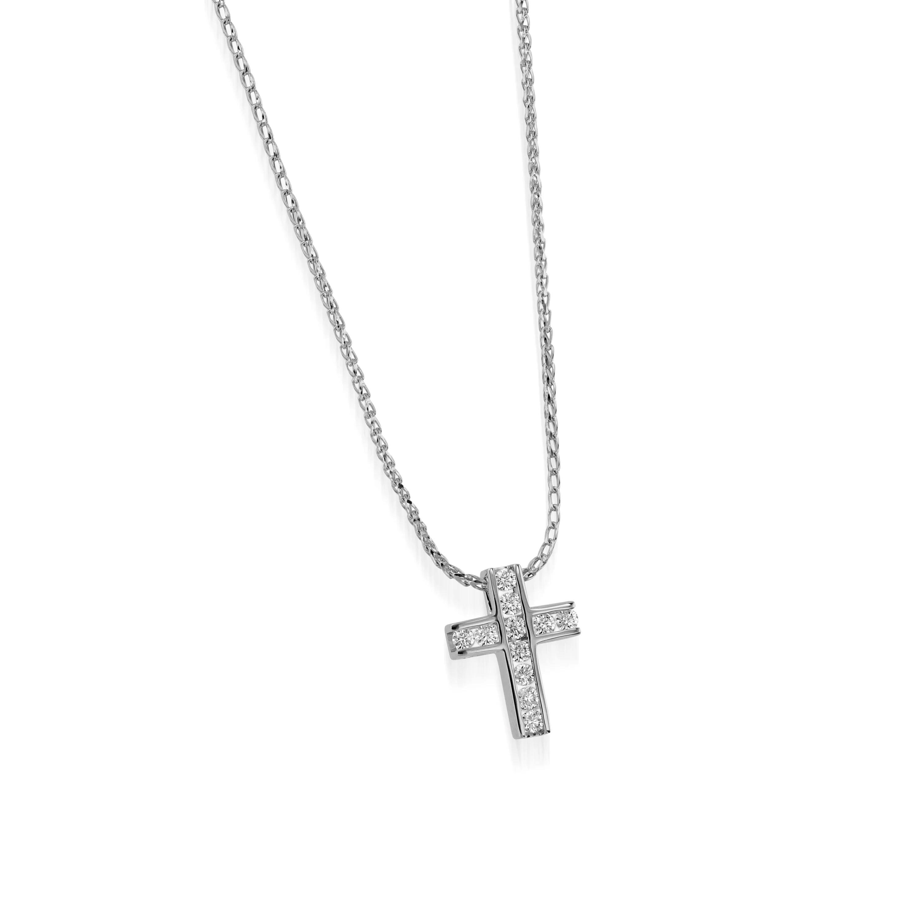 Lines Petite Diamond Cross Medallion Pendant - Image 3
