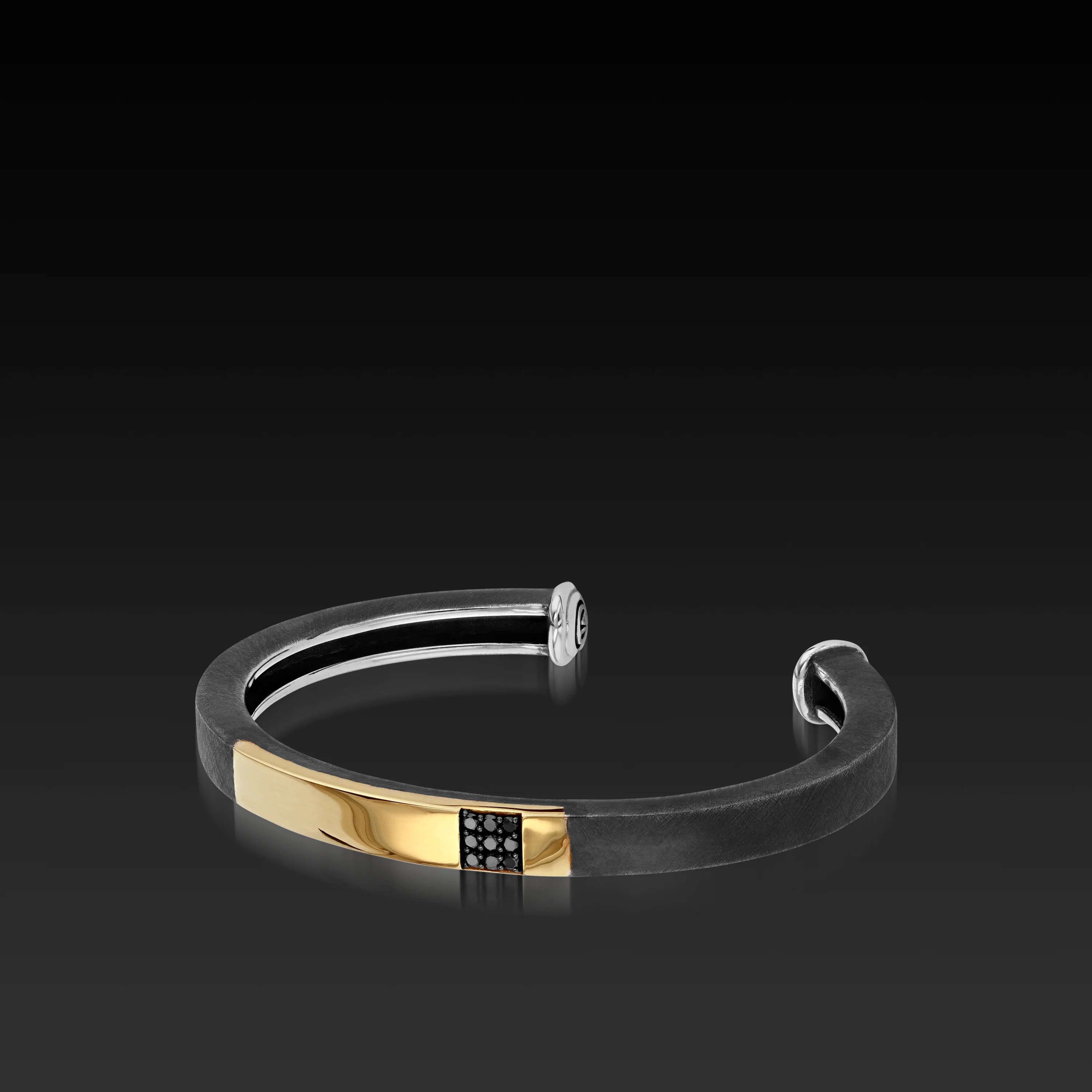 Men's Duplex Cuff with Black Pave Diamonds - Image 3