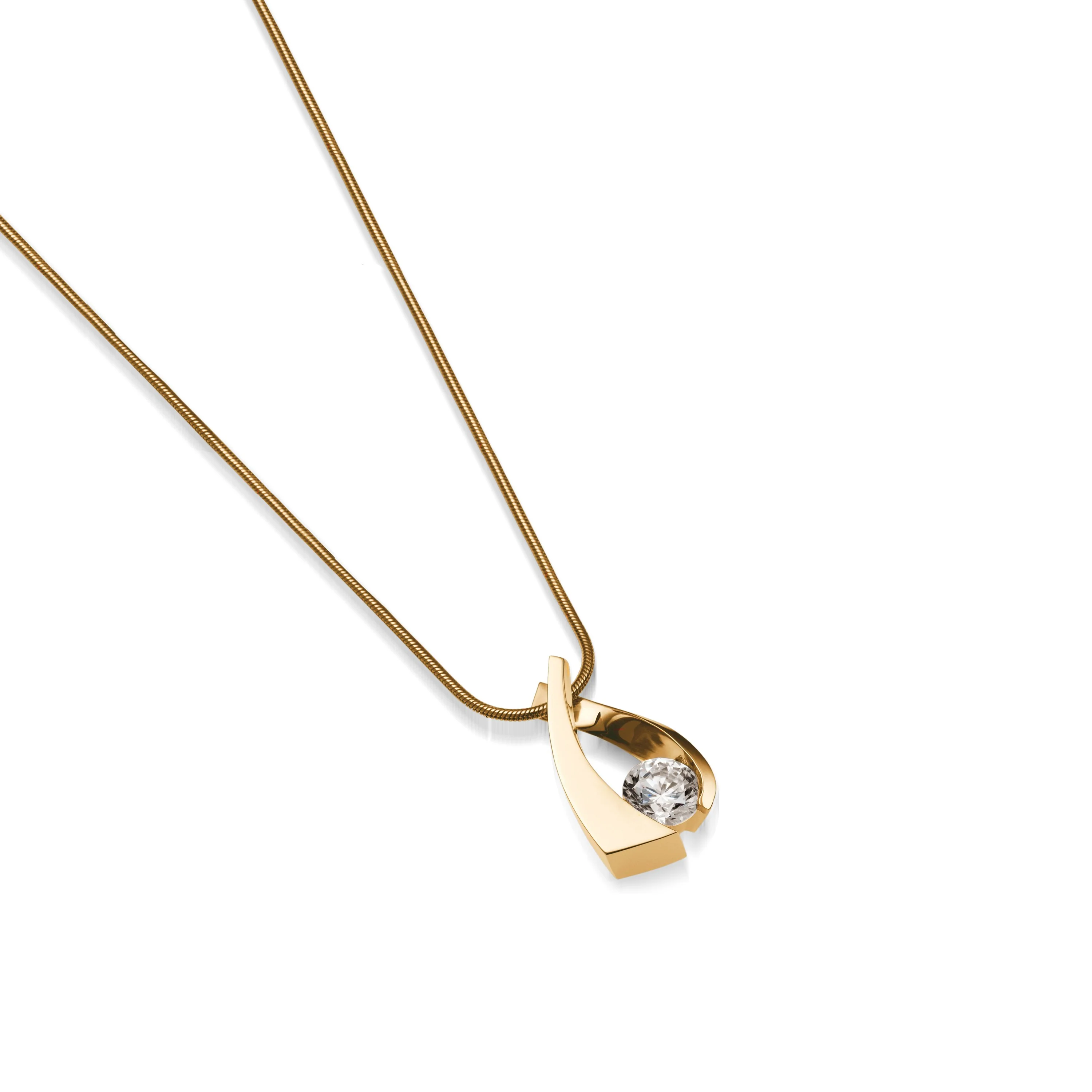 Oyster Small Solitaire Diamond Pendant Necklace - Image 3
