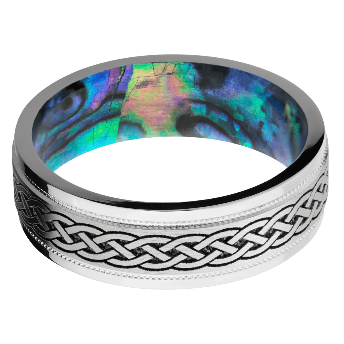 Palladium Silver + Satin , Polish Finish + Abalone - Image 3