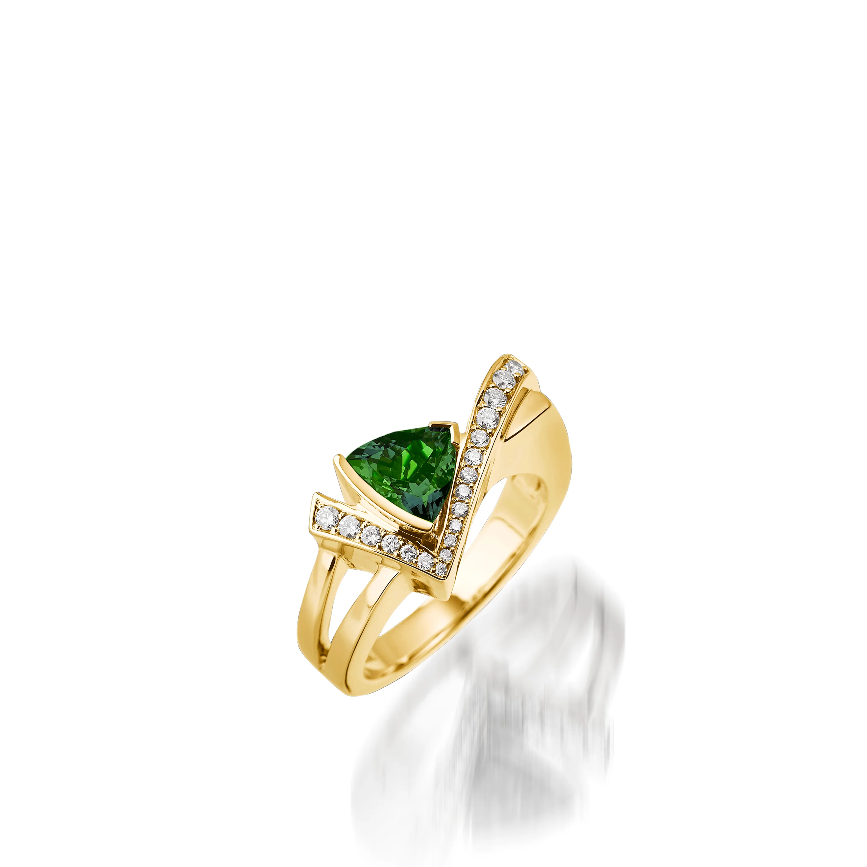 Pinnacle Small Gemstone Ring with Pave Diamonds - Image 3