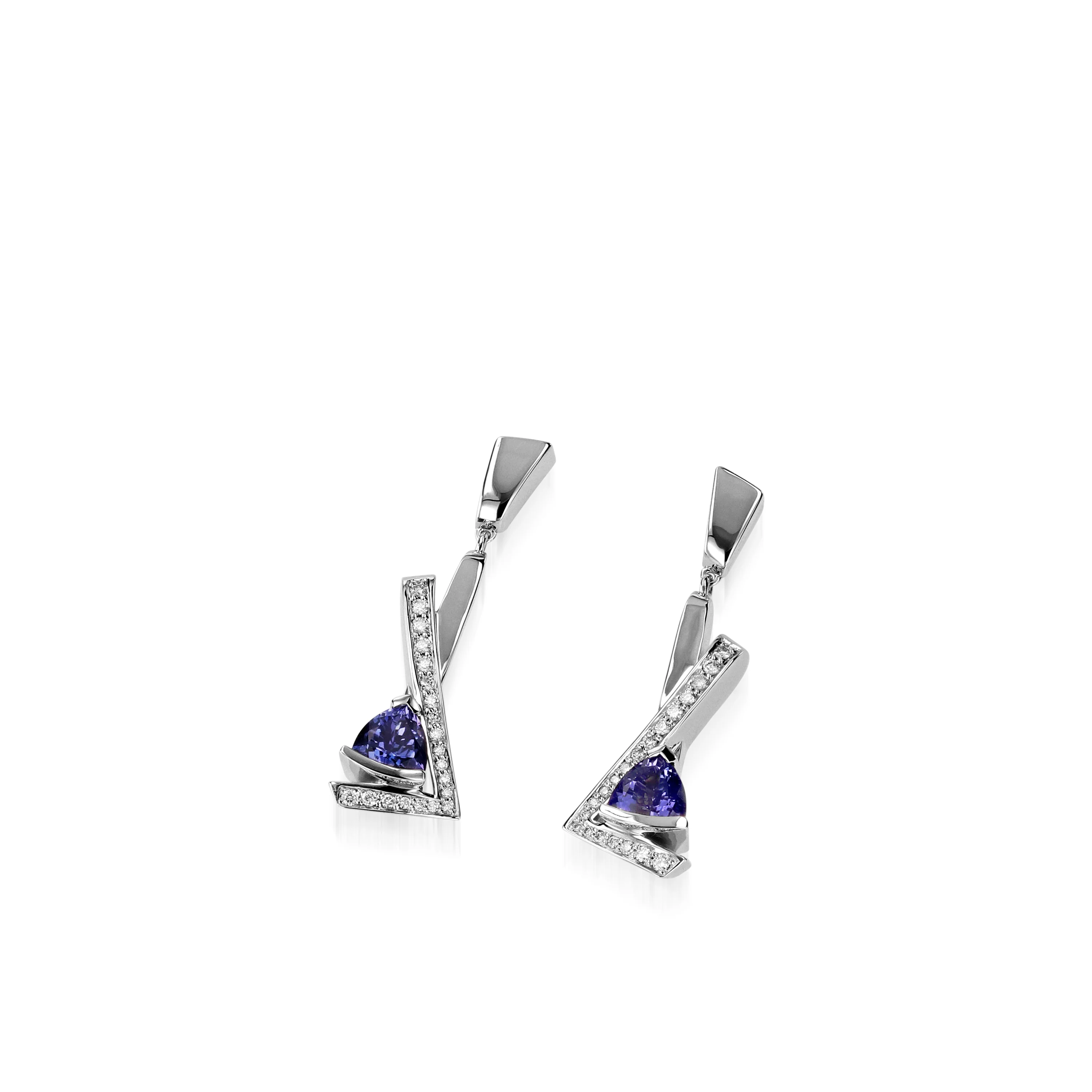 Pinnacle Petite Gemstone Dangle Earrings with Pave Diamonds