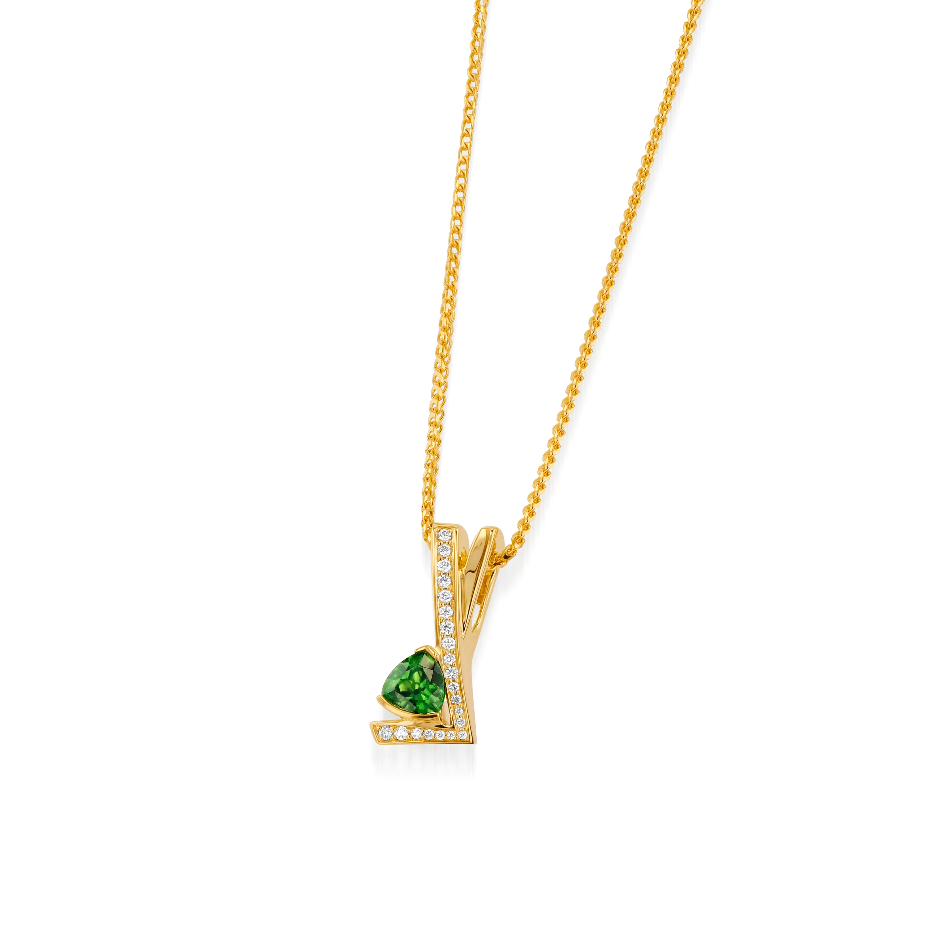 Pinnacle Petite Gemstone Pendant Necklace with Pave Diamonds - Image 3