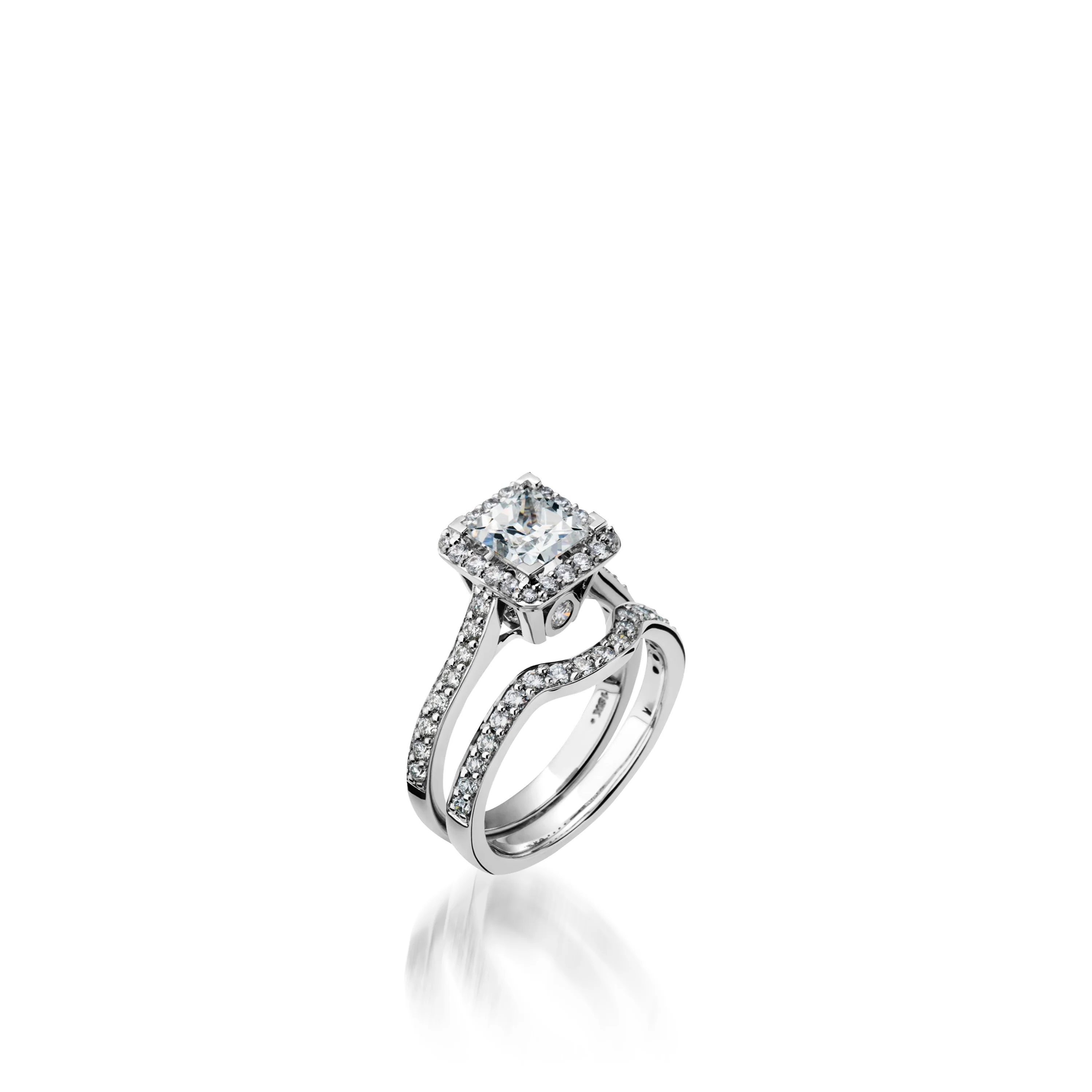 Satin Princess Cut White Gold Engagement Ring - Image 3