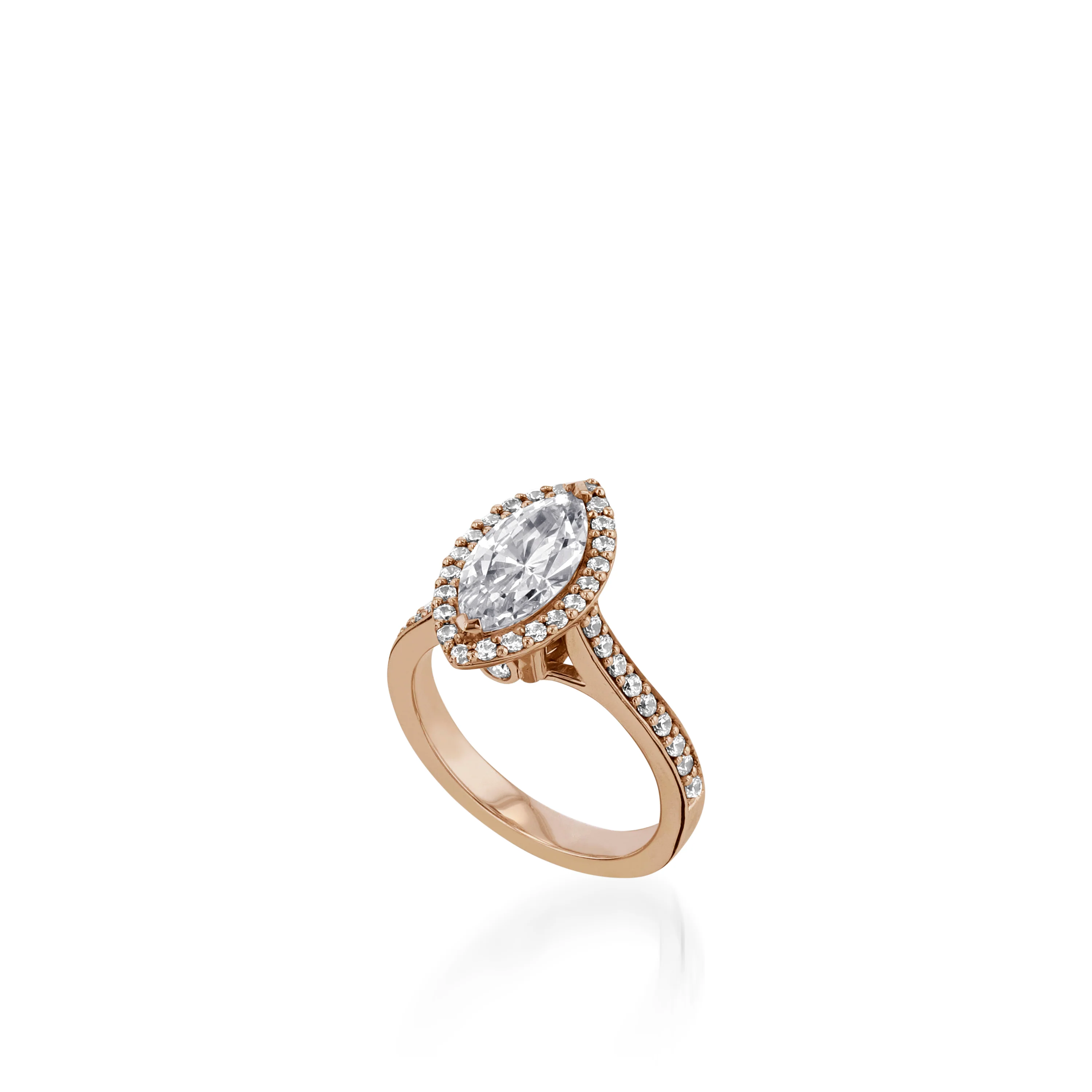 Satin Marquise Yellow Gold Engagement Ring - Image 4
