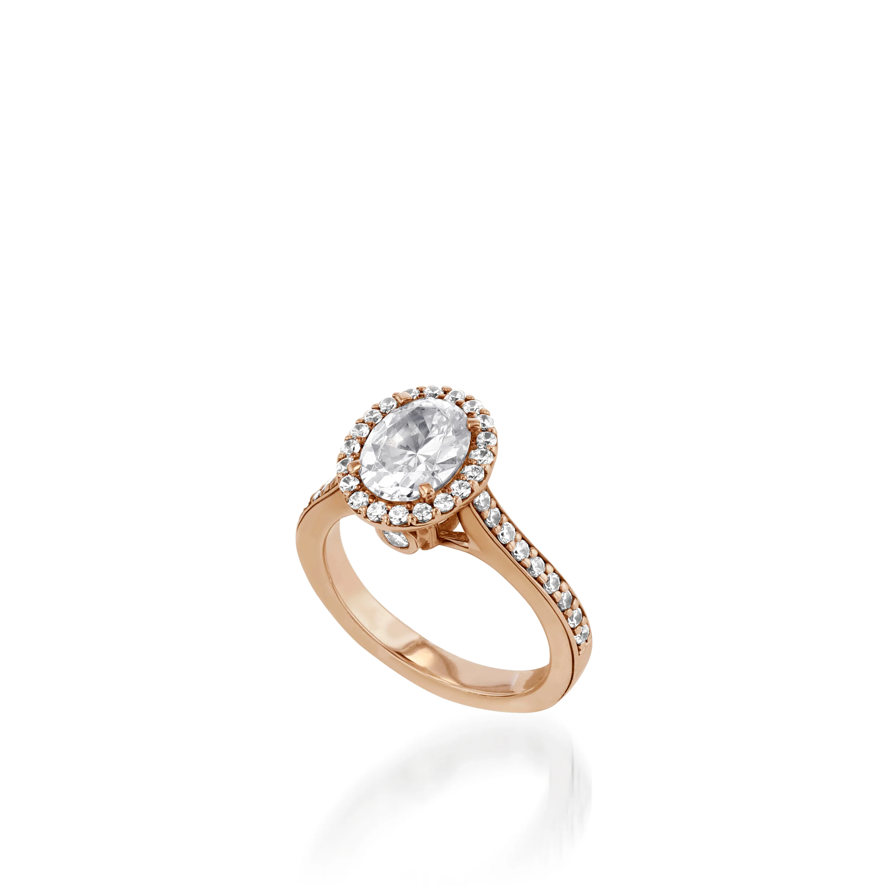 Satin Oval White Gold Engagement Ring - Image 4