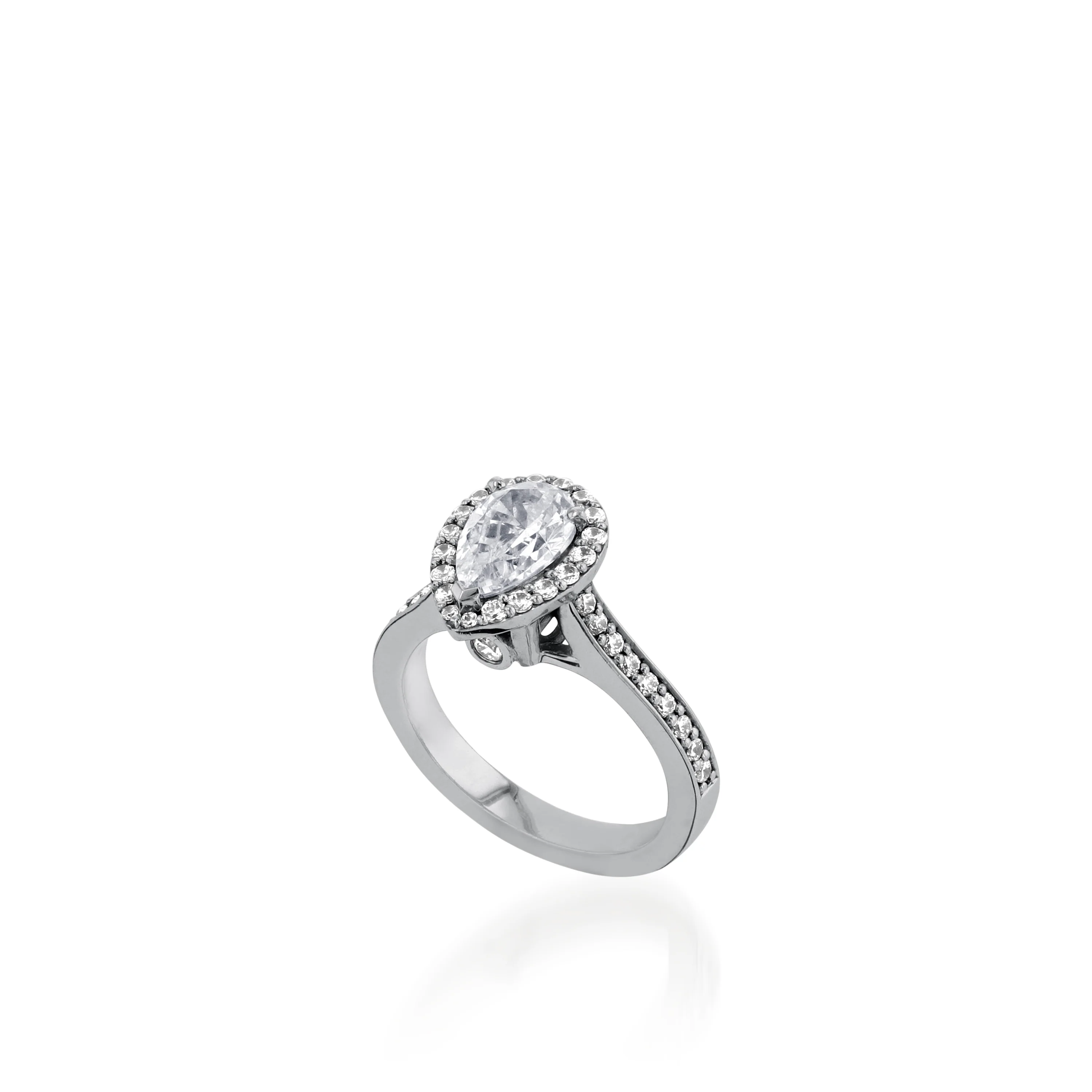 Satin Pear Yellow Gold Engagement Ring - Image 3
