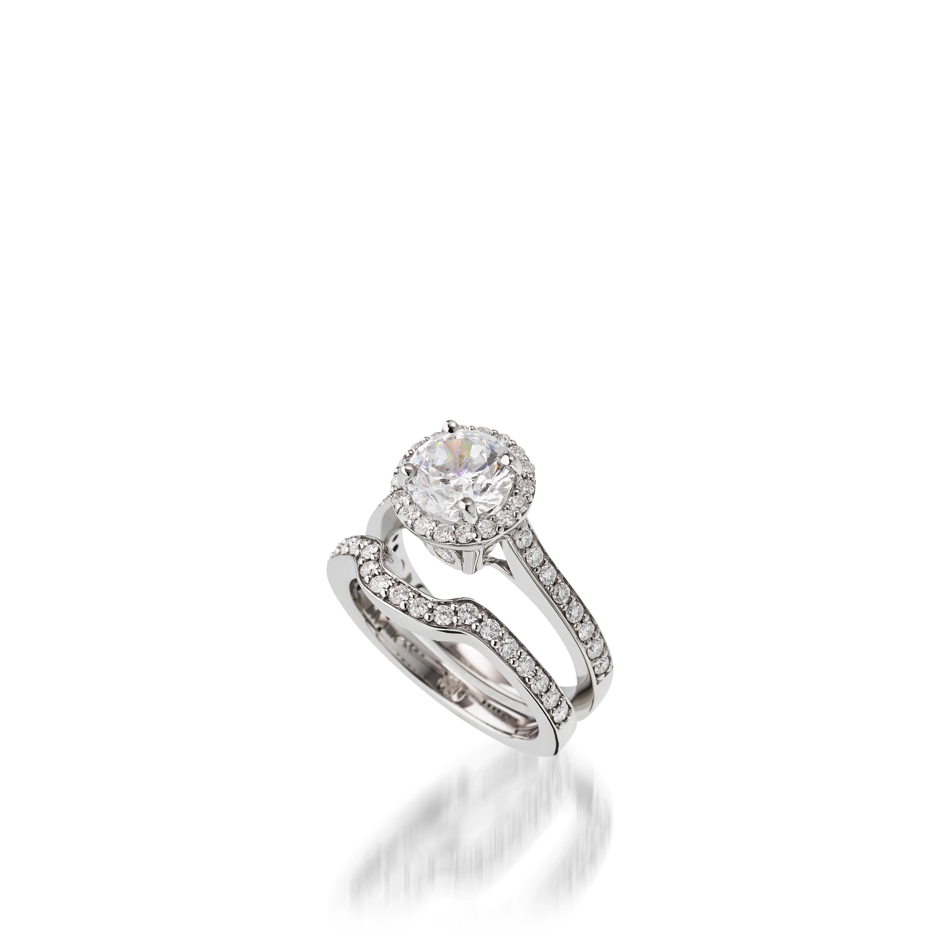 Satin Round White Gold  Engagement Ring - Image 4