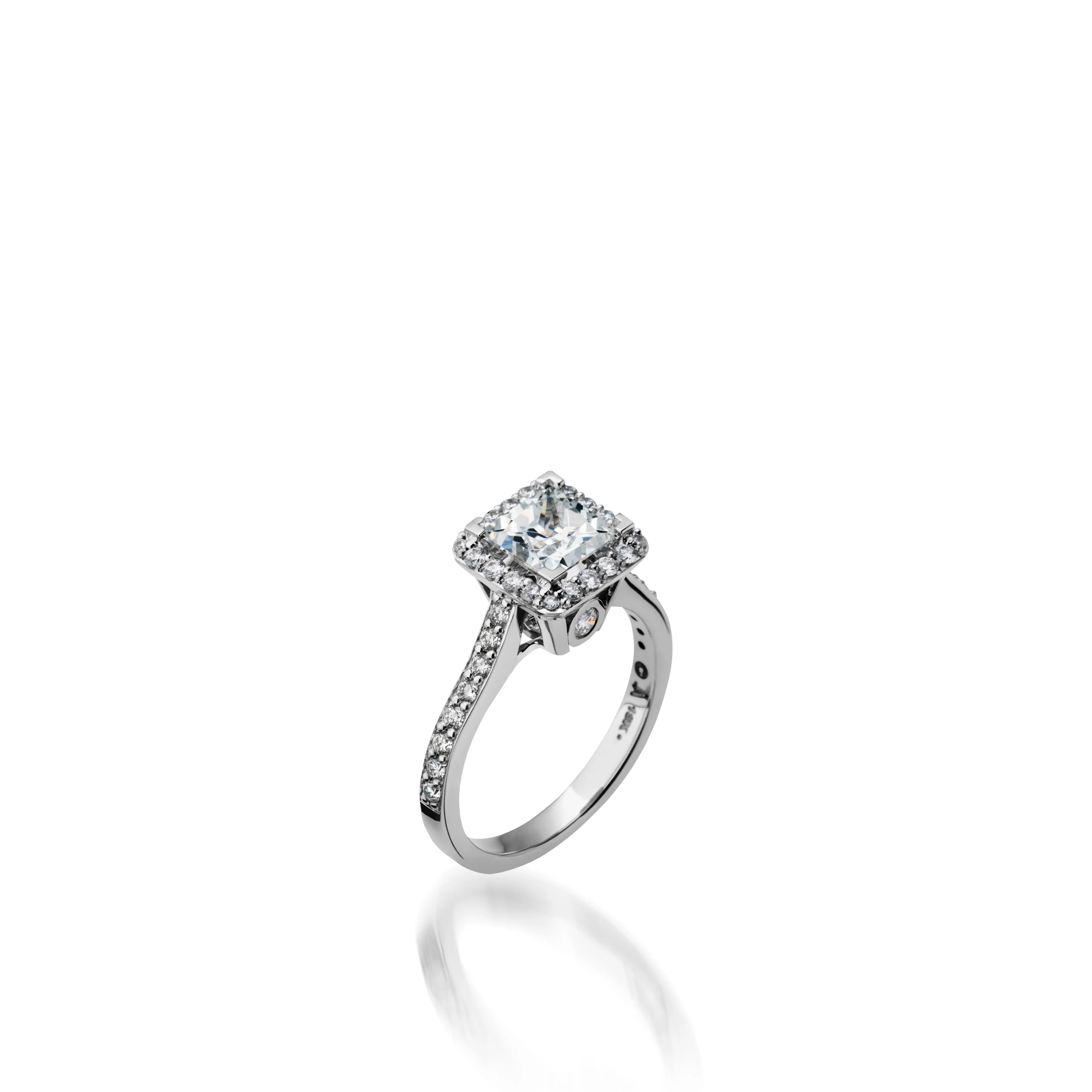 Satin Princess Cut Yellow Gold  Engagement Ring - Image 5