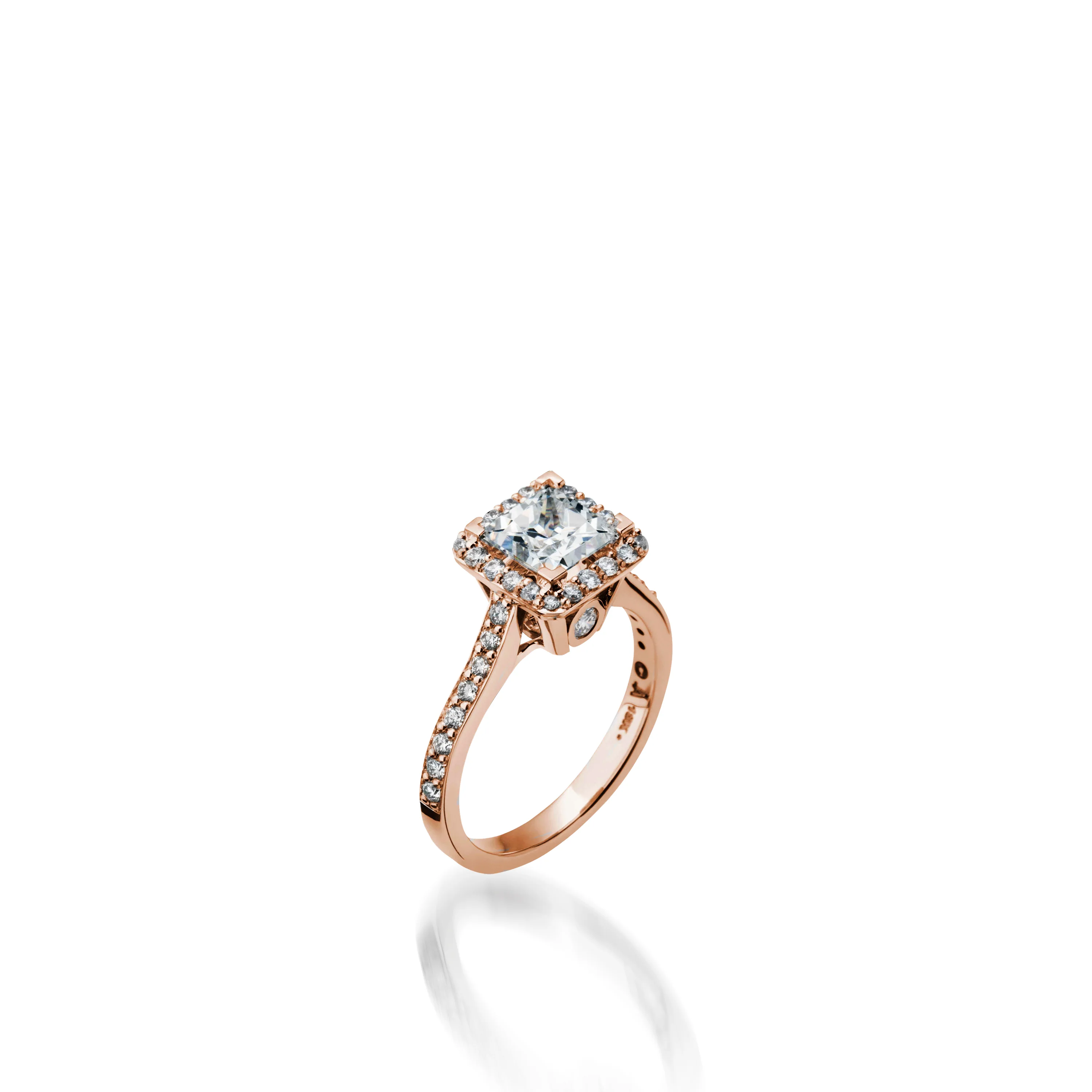 Satin Princess Cut Yellow Gold  Engagement Ring - Image 6