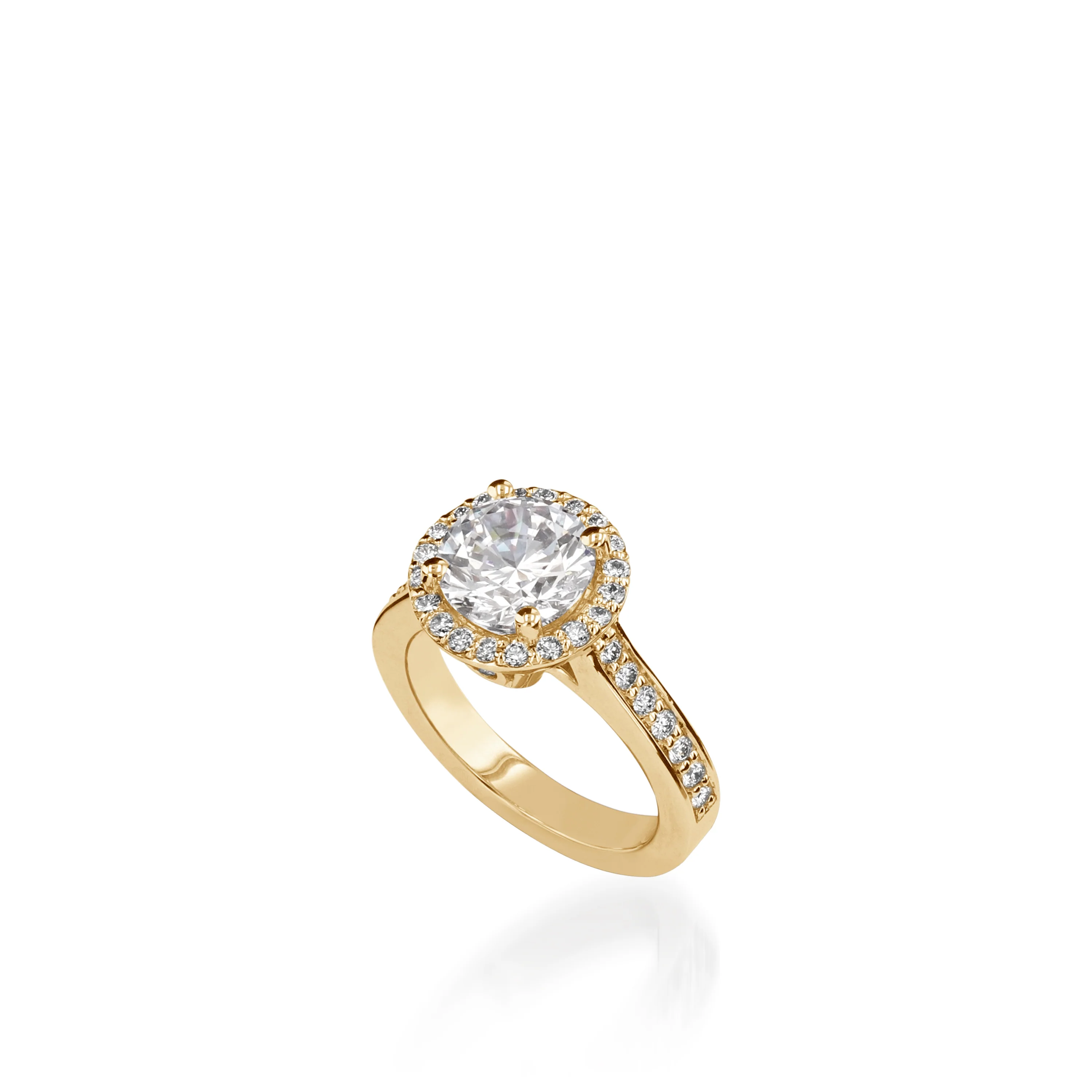 Satin Round Yellow Gold  Engagement Ring - Image 3
